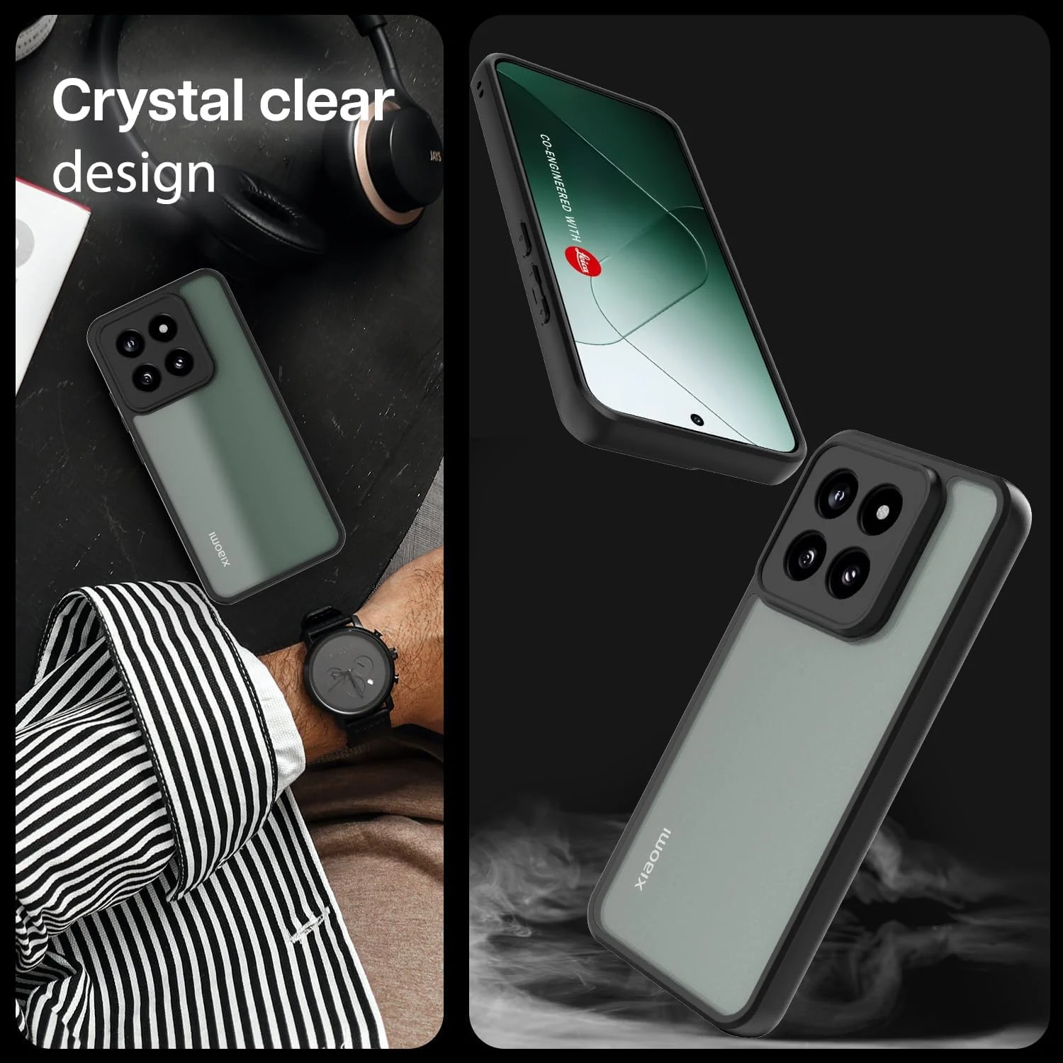DL3 Mobilak Clear TPU Case for Xiaomi 14 Pro, Camera protection, Shock-absorbing protection, Scratch-resistant surface - Black