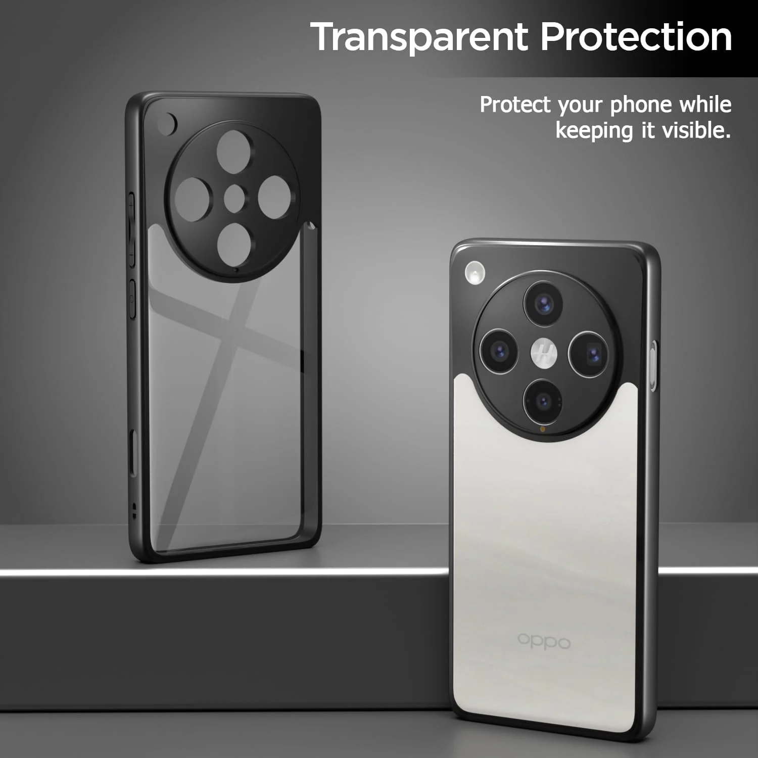 DL3 Mobilak Clear PC and TPU Protective Case for OPPO Find X8 Pro 5G with Camera Protection and Military-Grade Protection - Black
