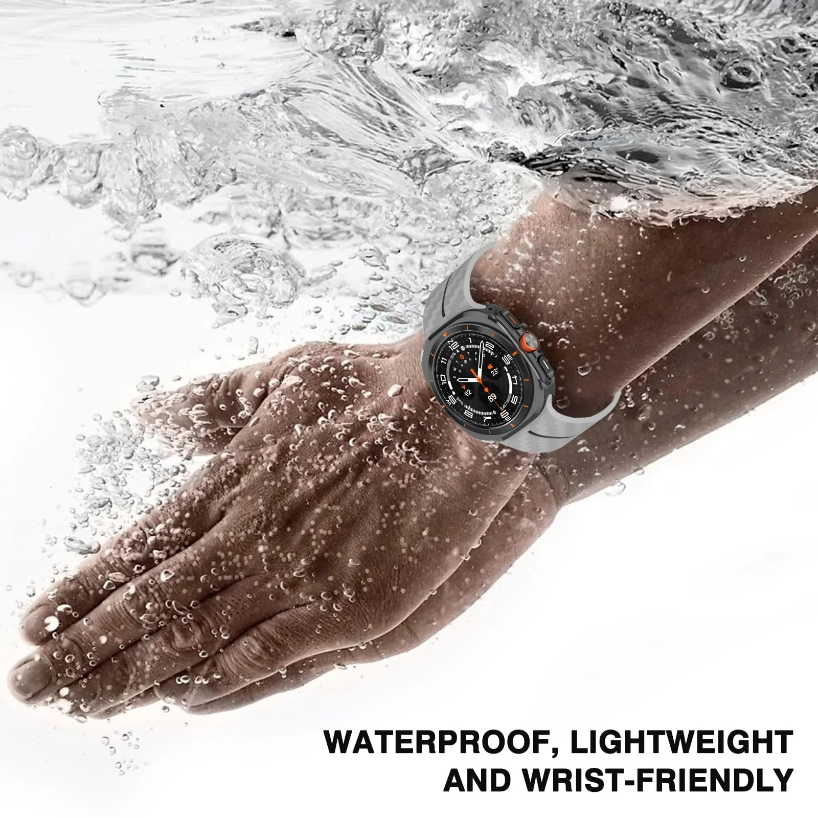DL3 Mobilak Compatible for Samsung Galaxy Watch Ultra Band 47mm for Men Women, Soft Silicone Waterproof Sport Strap with Magnetic Clasp, Stylish Carbon Fiber Replacement Galaxy Watch 7 Ultra Bands - Grey Black