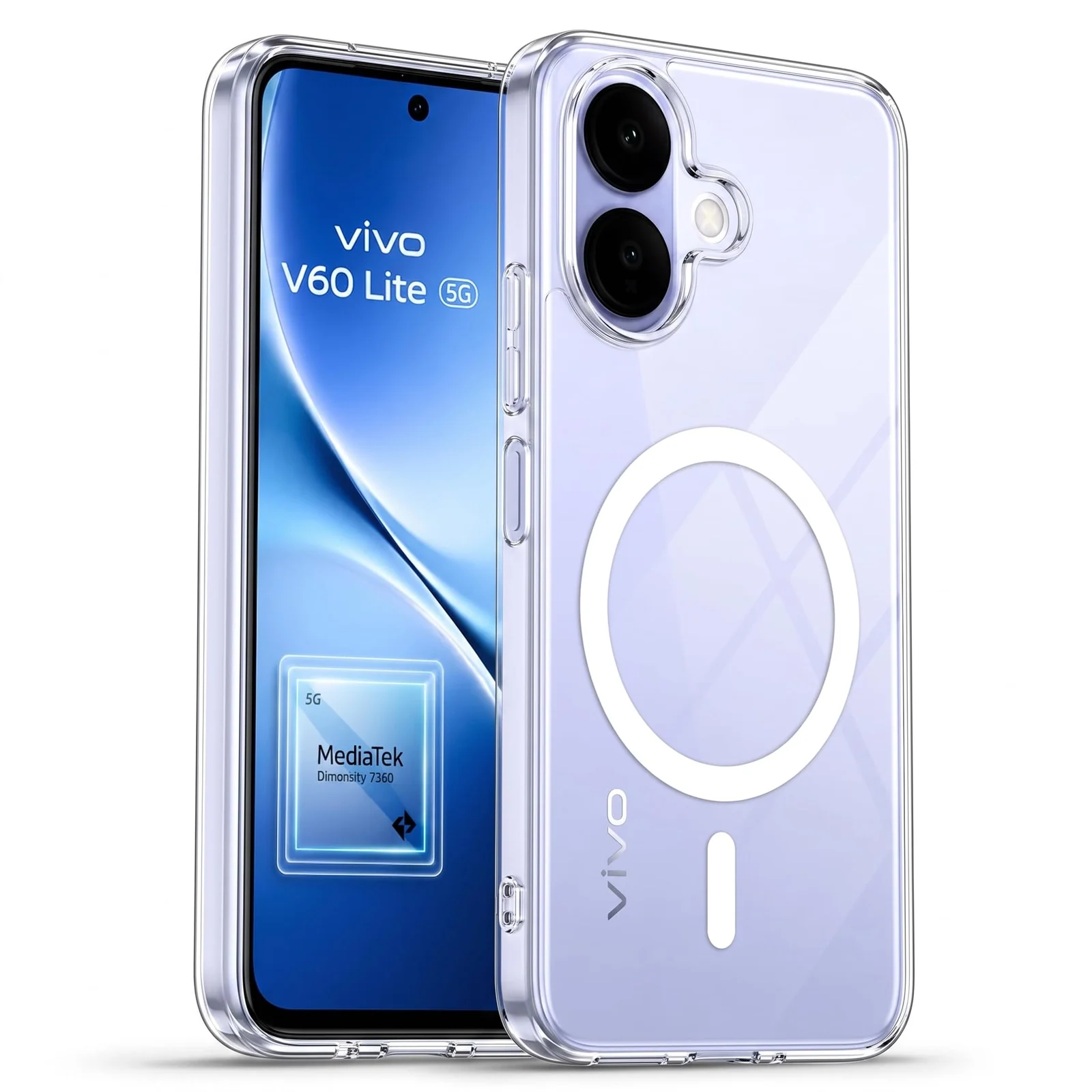 MOBIGON Slim Magnetic MagSafe-Compatible Phone Case for vivo V60 Lite 5G / 4G, Clear