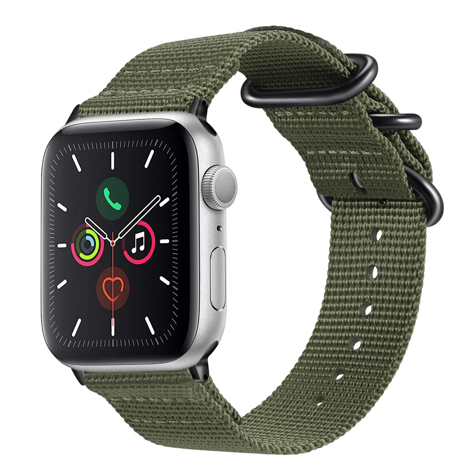 DL3 Mobilak Nylon Solo Loop Stretchy Straps For Apple Watch Band 49mm 45mm 44mm 42mm 41mm 40mm 38mm, Elastic Wristbands for iwatch Series 8 Ultra 7 6 5 4 3 2 1 Se (B. ArmyGreen, 38MM/40MM/41MM) - Black