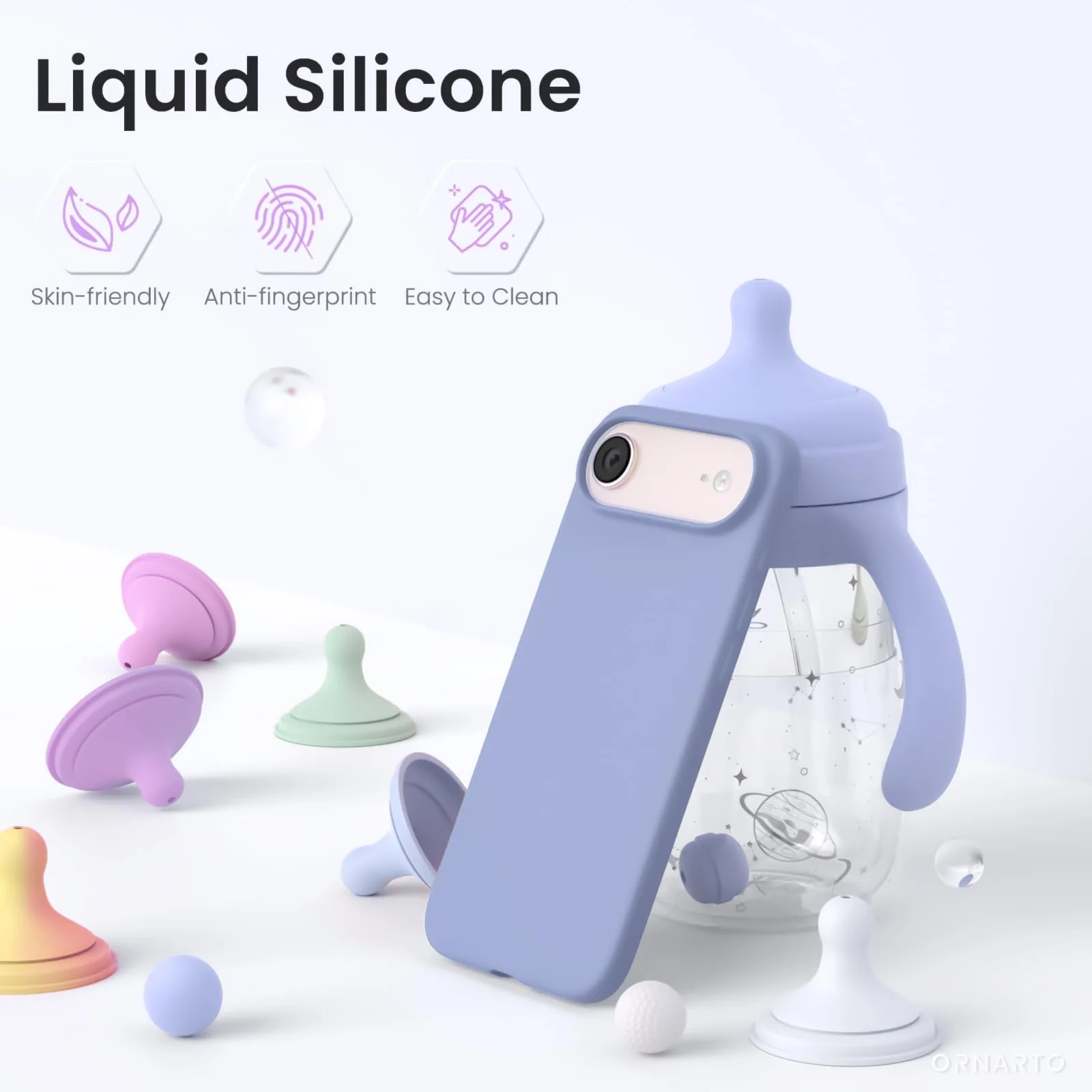 DL3 Mobilak Liquid Silicone Case for iPhone 17 Air 6.5-Inch, Supports wireless charging, Shock-absorbing protection, Scratch-resistant surface - Lavender