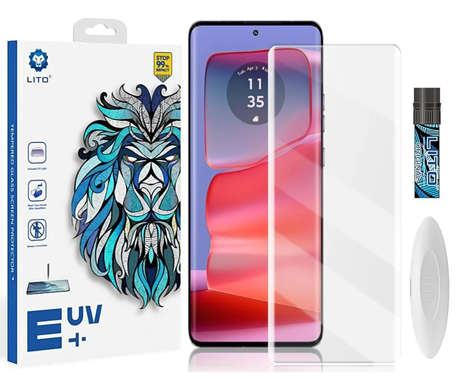 DL3 Mobilak Li-to Screen Protector Motorola Edge 50 Fusion [Liquid UV Tempered Glass] Full Screen adhesive [Sensitive Touch][Fingerprint Sensor Compatible] HD - Clear