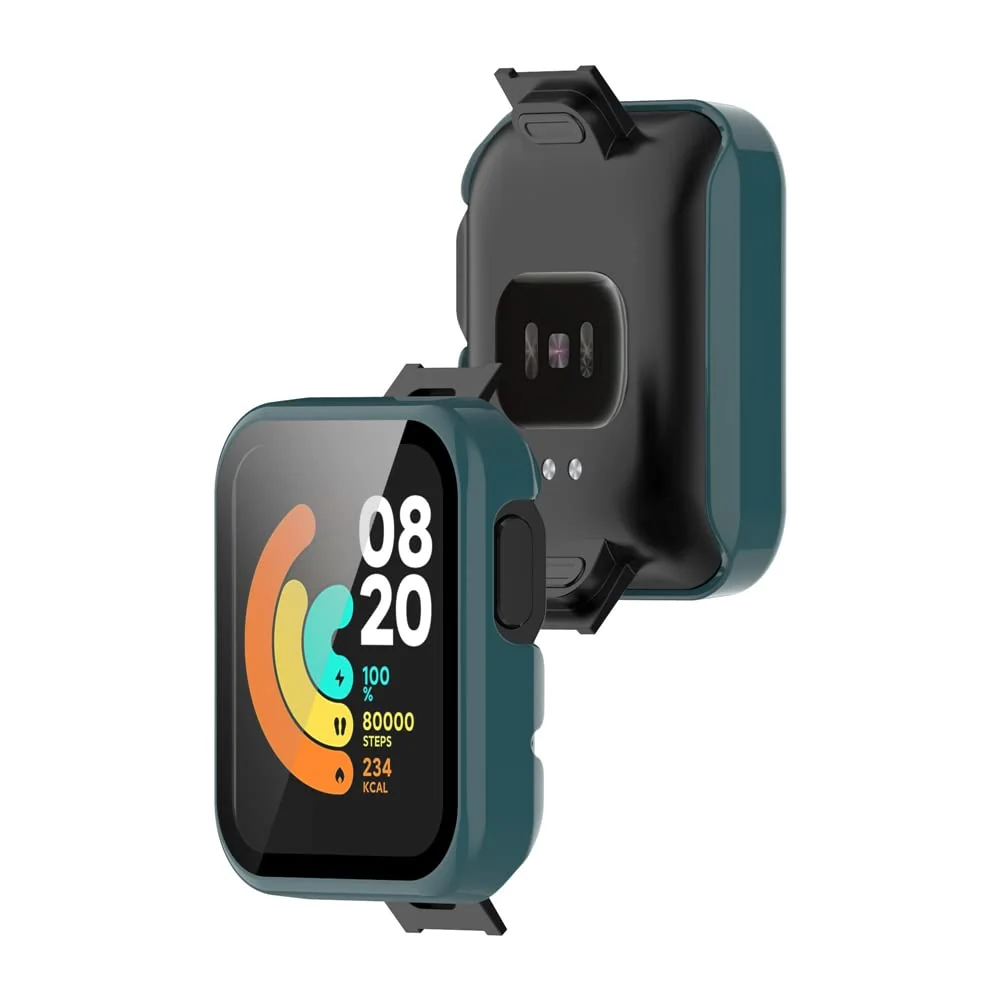 DL3 Mobilak Protective Case Compatible with Xiaomi Mi Watch Lite, 9H Hardness PC Cover Bumper Full Slim Protective Case with Tempered Glass For Redmi Watch Lite - Green