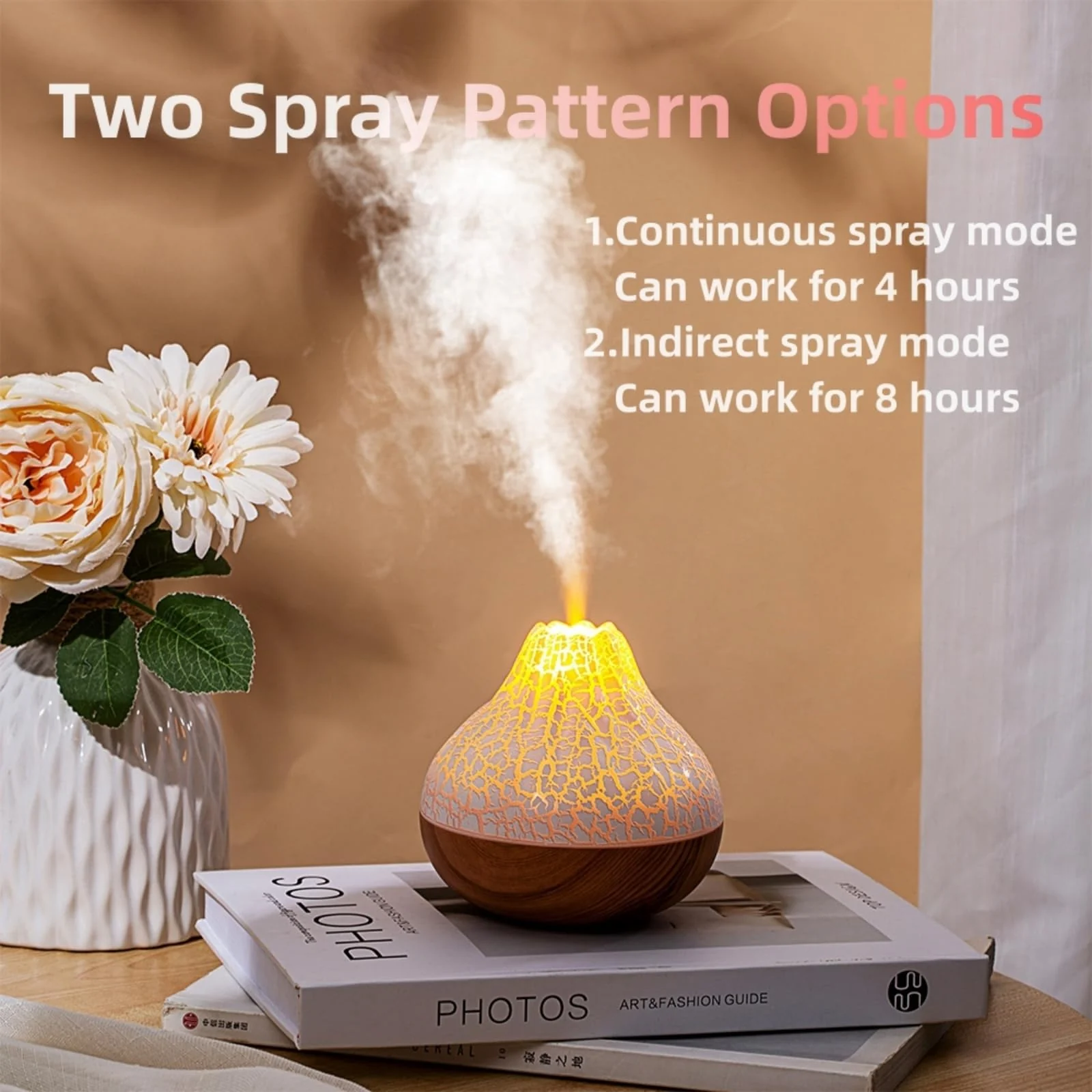 Mobigon Wood Cool Mist Ultrasonic Humidifier for Room Moisture, Aroma Diffuser for Home, 300ml Essential Oil Diffuser with 7 Colorful Night Light, Auto Shut-Off, Home, Office, car - E.Dark Brown