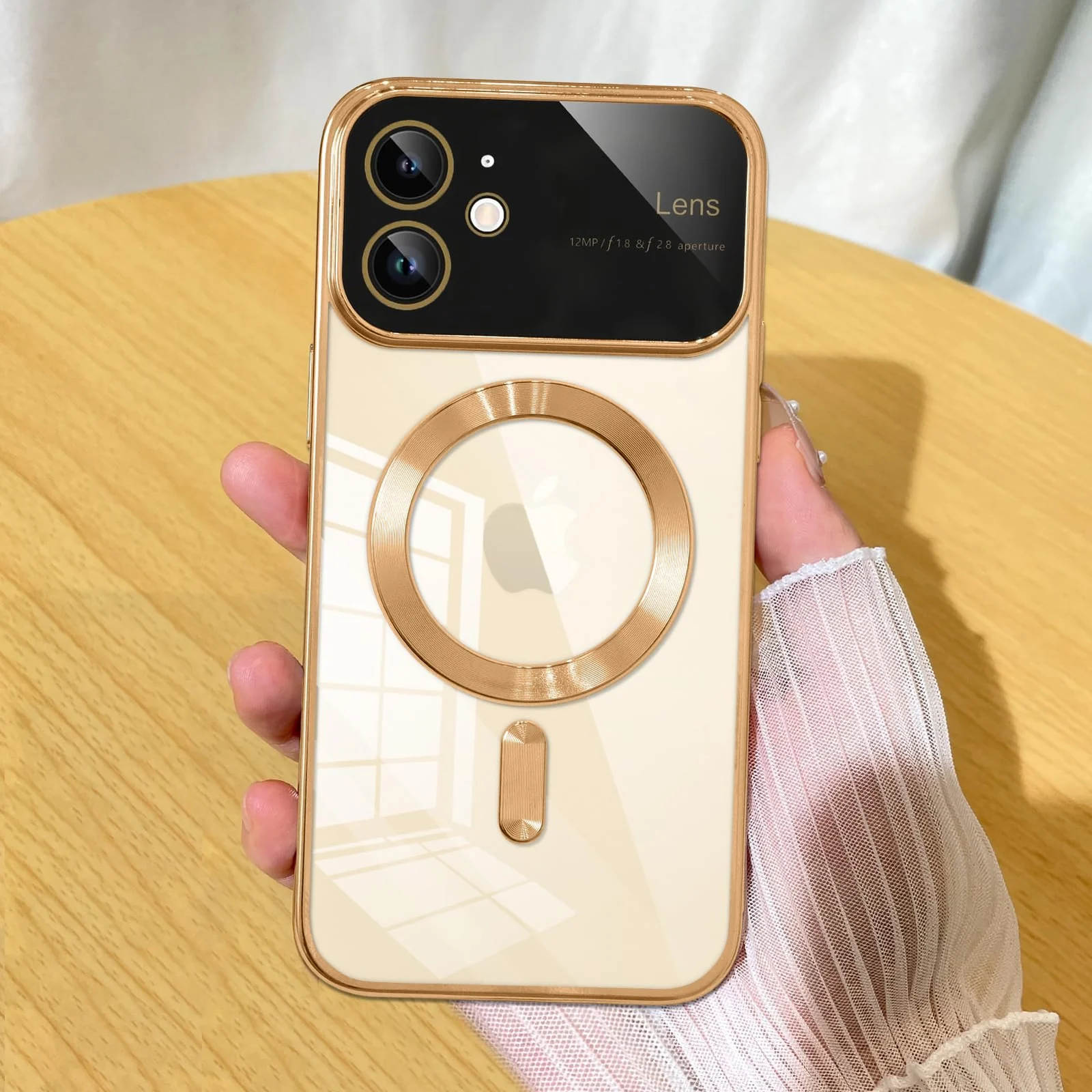 DL3 Mobilak Clear MagSafe-Compatible Magnetic Case for iPhone 11 6.1 Inch with Camera Protection and Shockproof Design - Gold