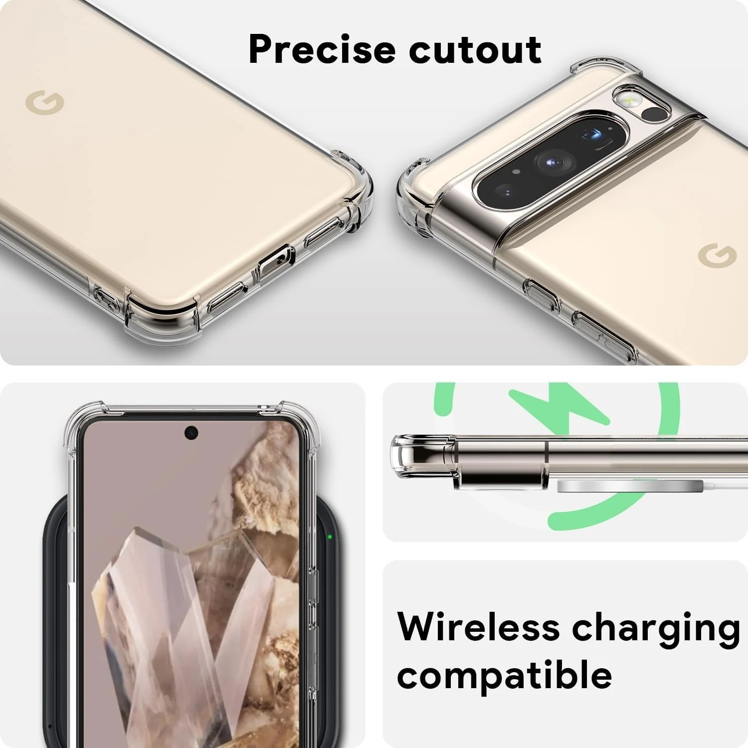 DL3 Mobilak Case Compatible with Google Pixel 8 Pro, Cover Silicone TPU Gorilla Anti-shock Protector Camera Shockproof Corners - Clear