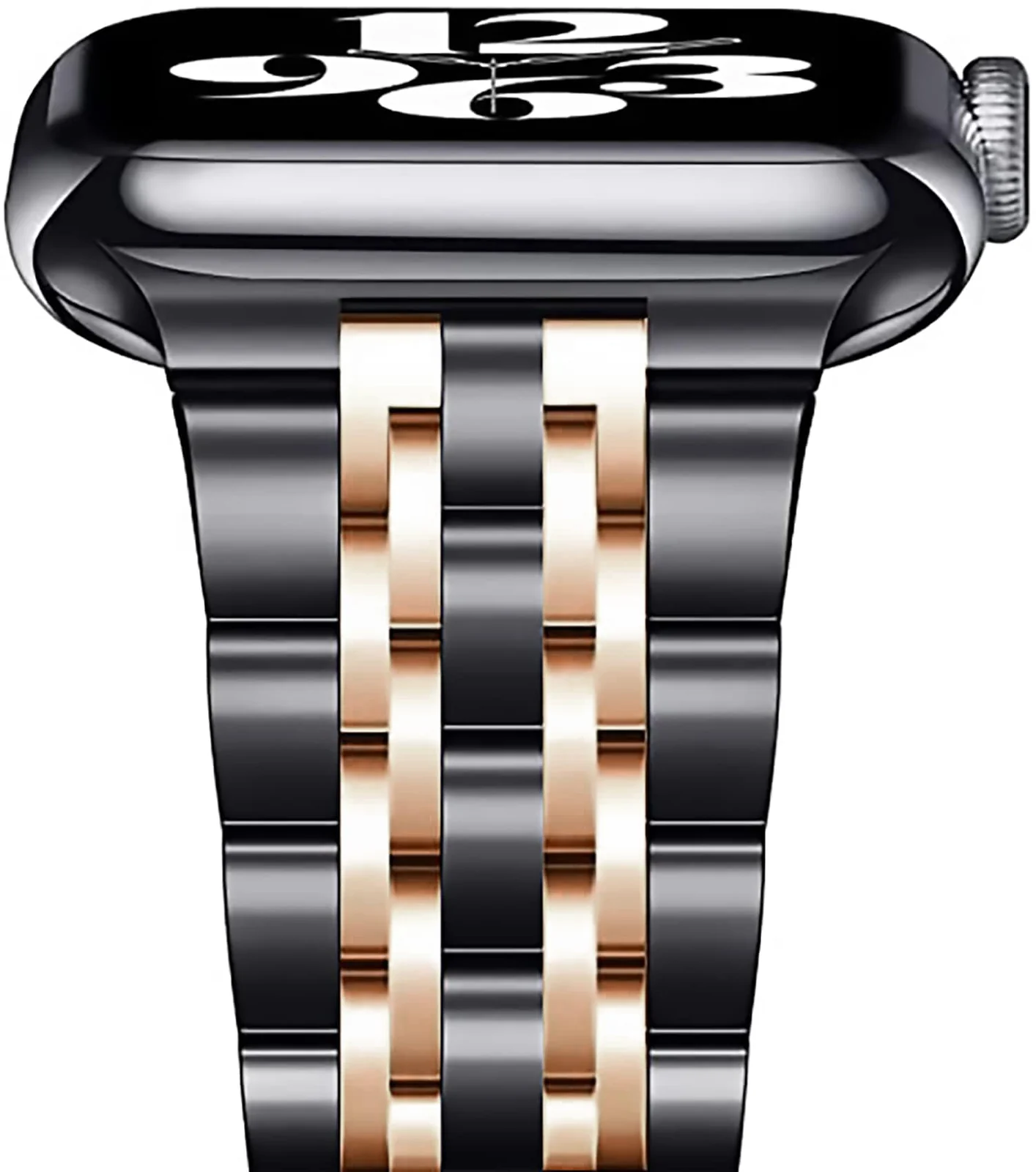 DL3 MOBILAK Band For Apple Watch Ultra Band 49mm 45mm 44mm 42mm 41mm 40mm 38mm, Metal Stainless Steel Strap for Apple Watch Series 8 Ultra 7 6 5 4 3 2 1 Se (38MM/40MM/41MM) - Black & Rose Gold