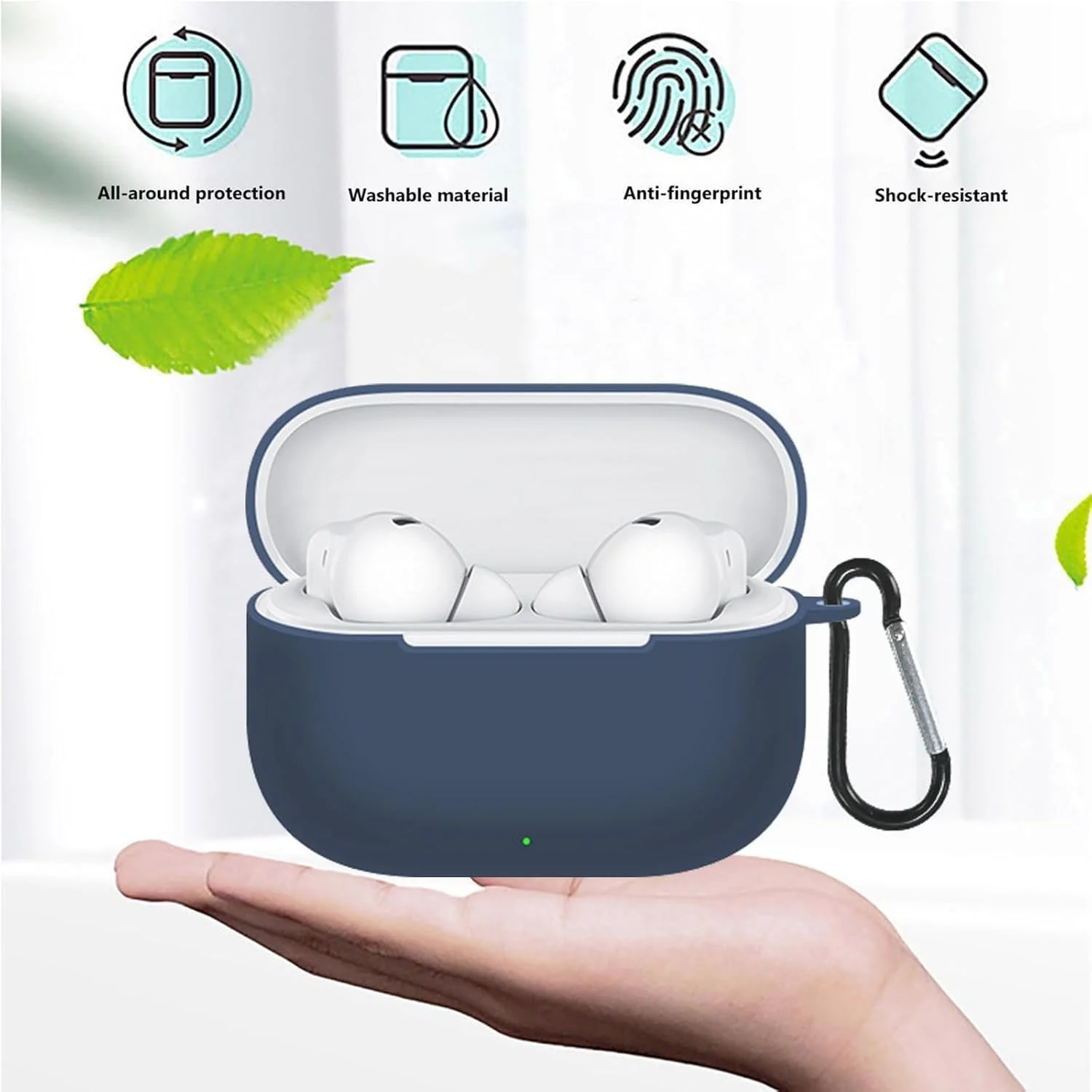 DL3 Mobilak Silicone Case Compatible with HUAWEI FreeBuds SE 4 ANC Earbuds, Soft Silicone Protective Case Cover, Shockproof Sleeve with Carabiner - Blue