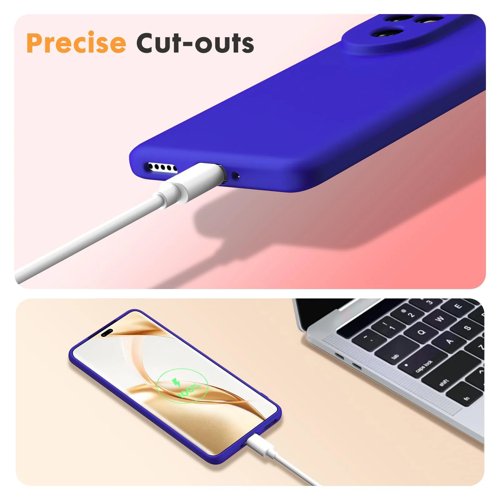 DL3 Mobilak Compatible with Honor 200 5G Case Slim Liquid Silicone Soft Gel Rubber Shockproof Protective Phone Case with Anti-Scratch Microfiber Lining, Cover With Camera Protection - Pepsi