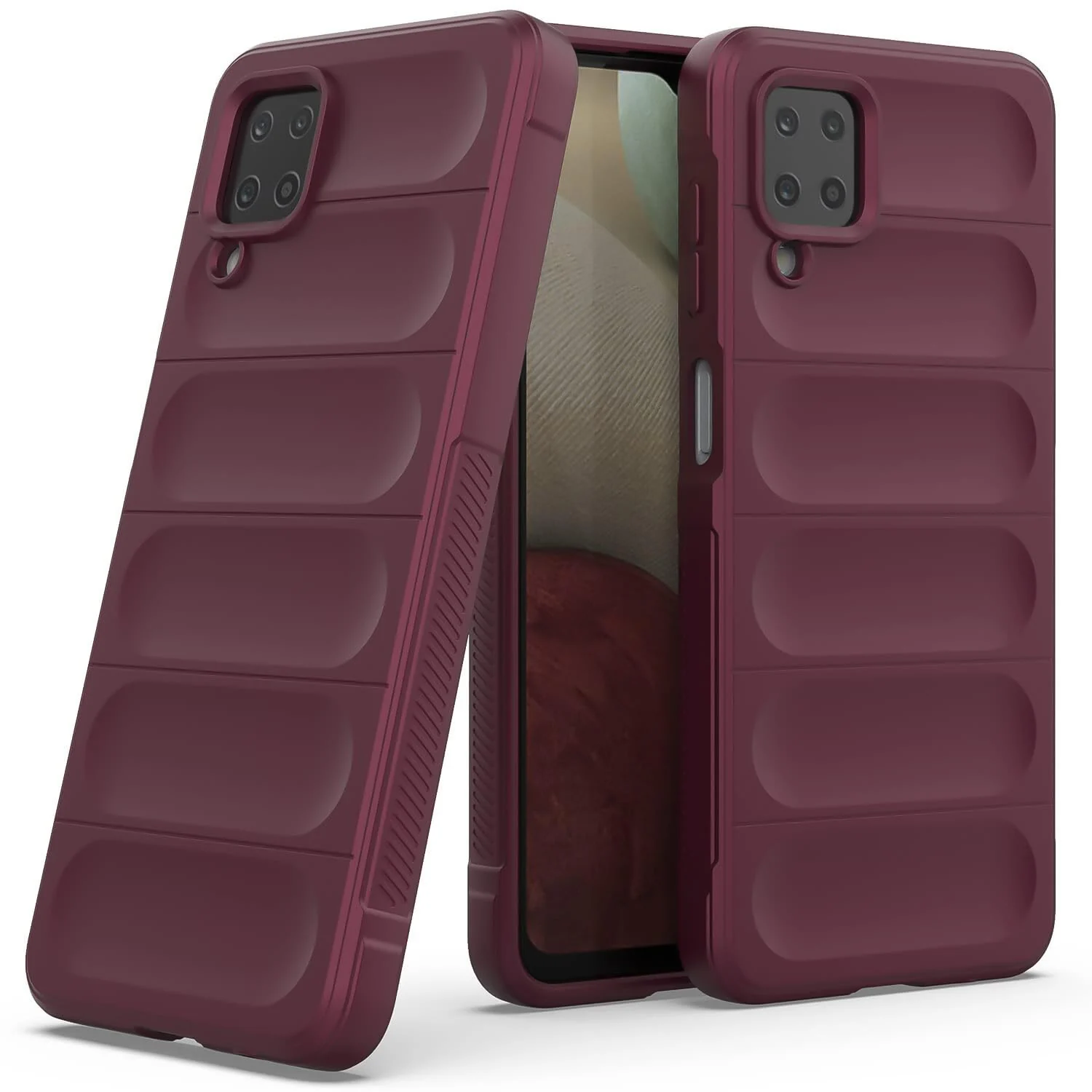 DL3 Mobilak Flexible Silicone and TPU Protective Case with Camera Protection for Samsung Galaxy A12 / M12 - Wine Red