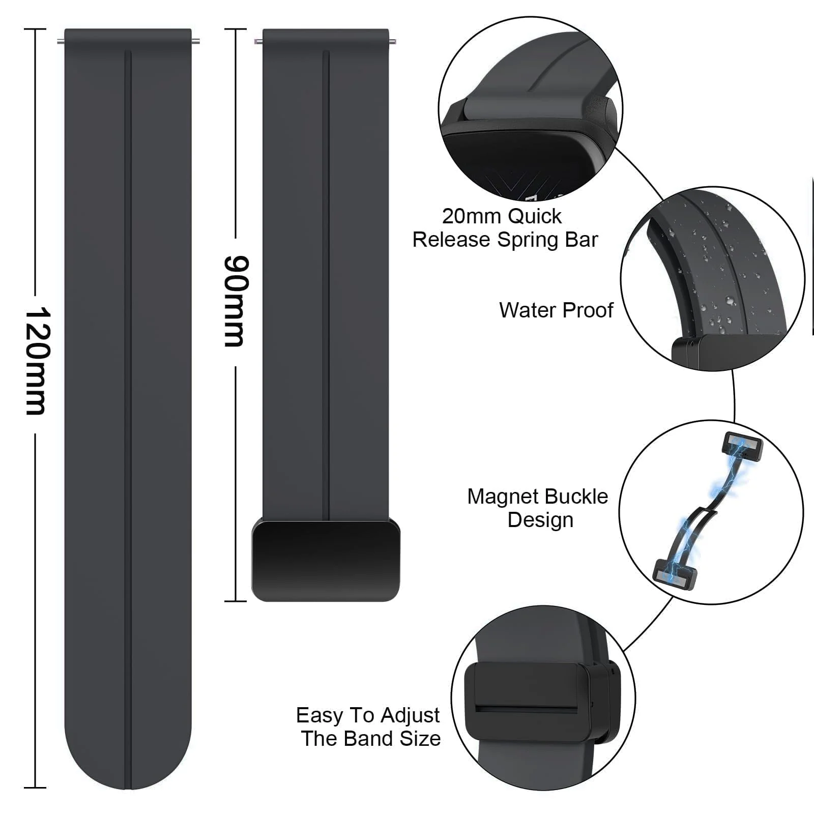 DL3 Mobilak 22MM Silicone Band Magnetic Clasp Strap For Xiaomi Redmi Watch 5 Active/5 Lite/Compatible with Samsung Galaxy Watch 46mm/Watch 3 45mm/Gear S3/Huawei watch (GT6 GT5 GT4 GT3 GT2 (Deep) - Deep Gray