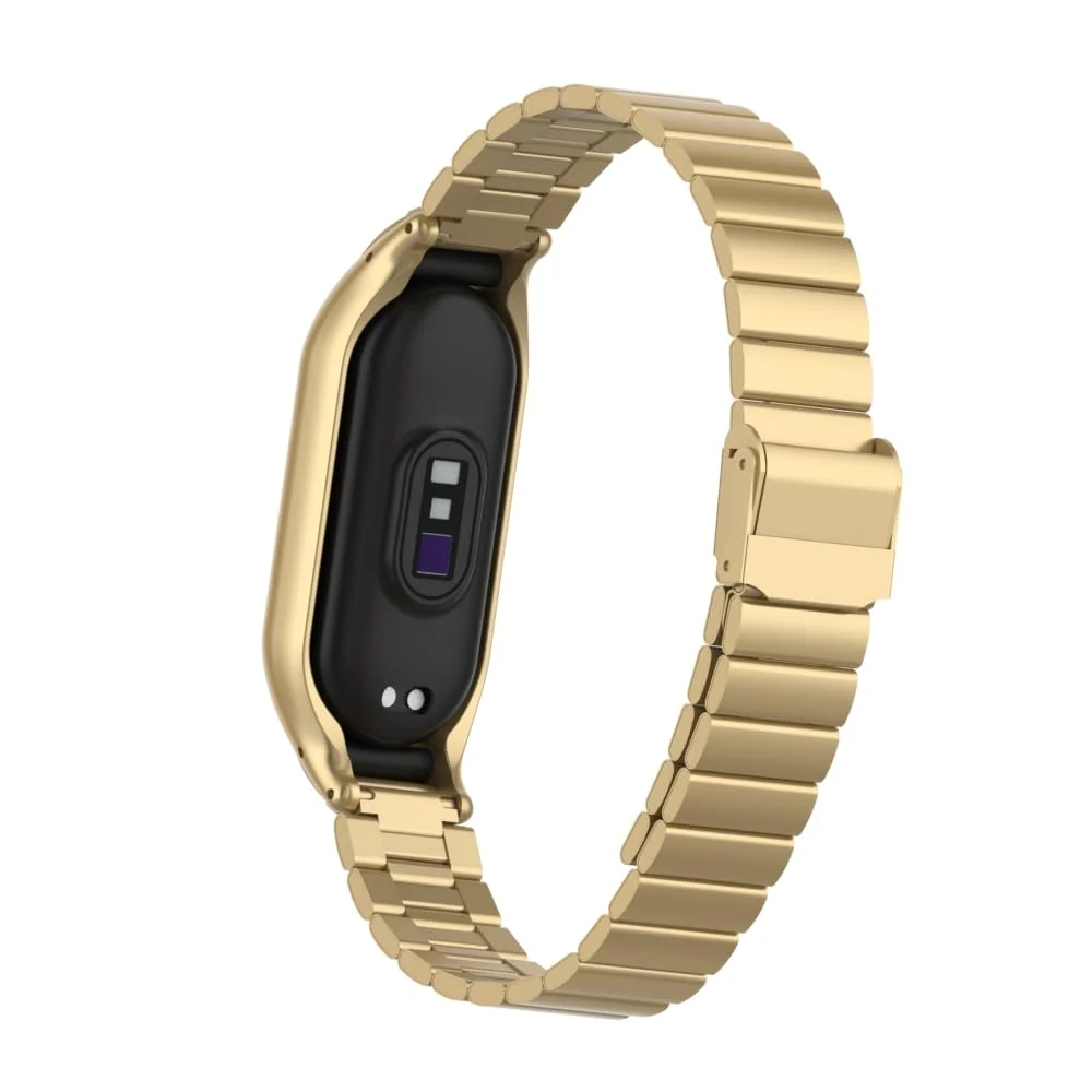DL3 Mobilak Mi Band 6 Mi Band 5 Strap for Xiaomi Mi Band 5 6, Stainless Steel Watch Band Metal Replacement Bracelet Wristband for M5 M6 - Vintage Gold