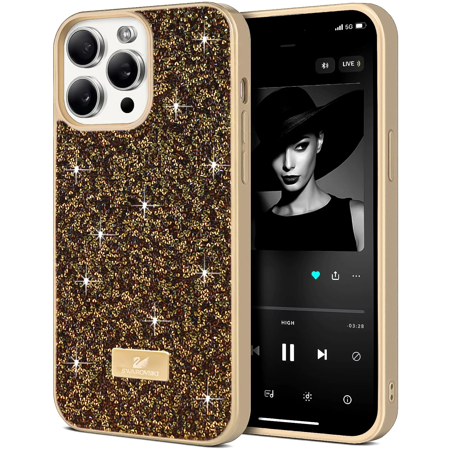 DL3 Mobilak Glitter Protective Case for iPhone 15 Pro Max 6.7-inch, Supports wireless charging, Shock-absorbing protection, Scratch-resistant surface
