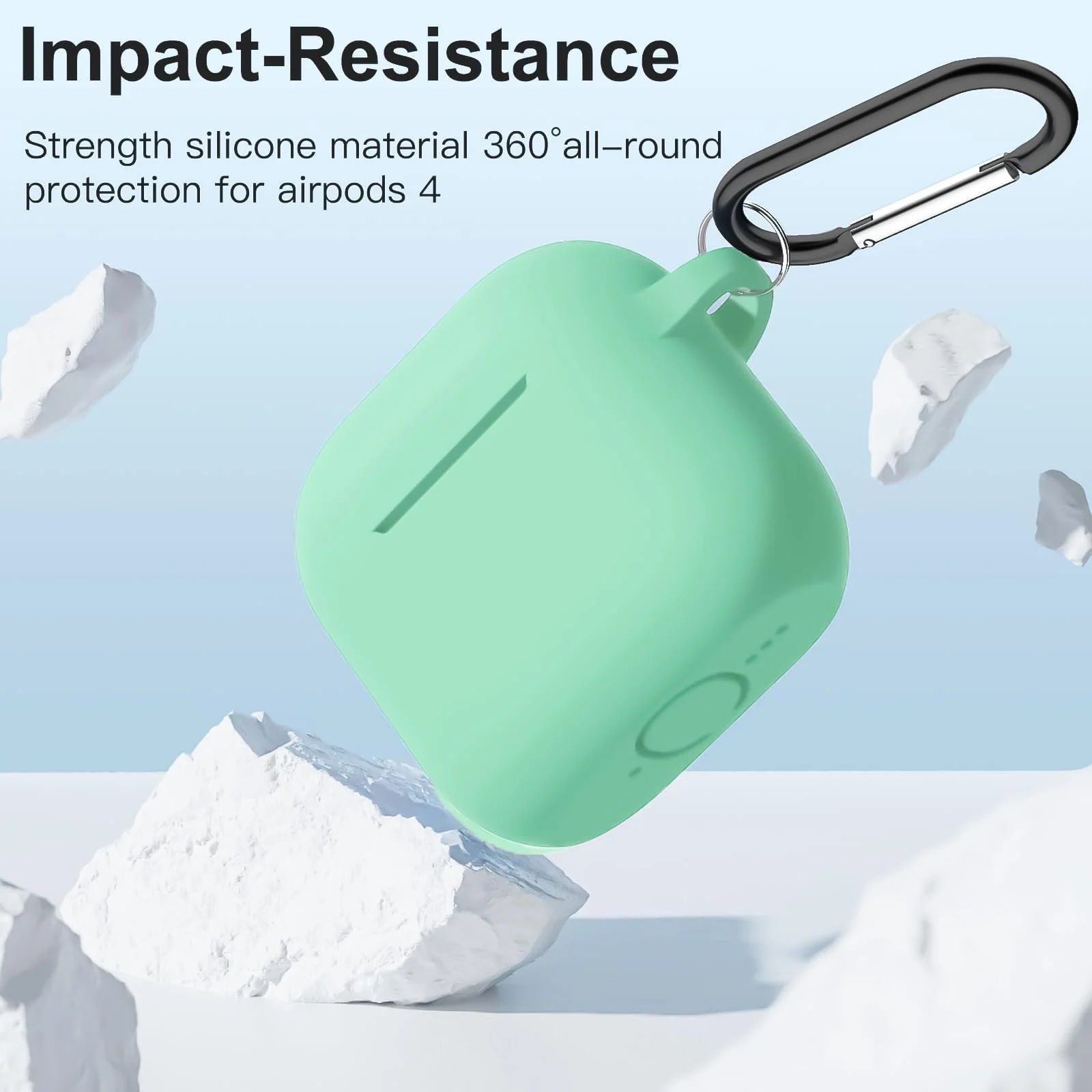 DL3 Mobilak Compatible with AirPods 4 Case (2024), Soft Silicone Full Protective Case Cover with Keychain, For Apple AirPods 4th Generation for Women Men - Mint Green