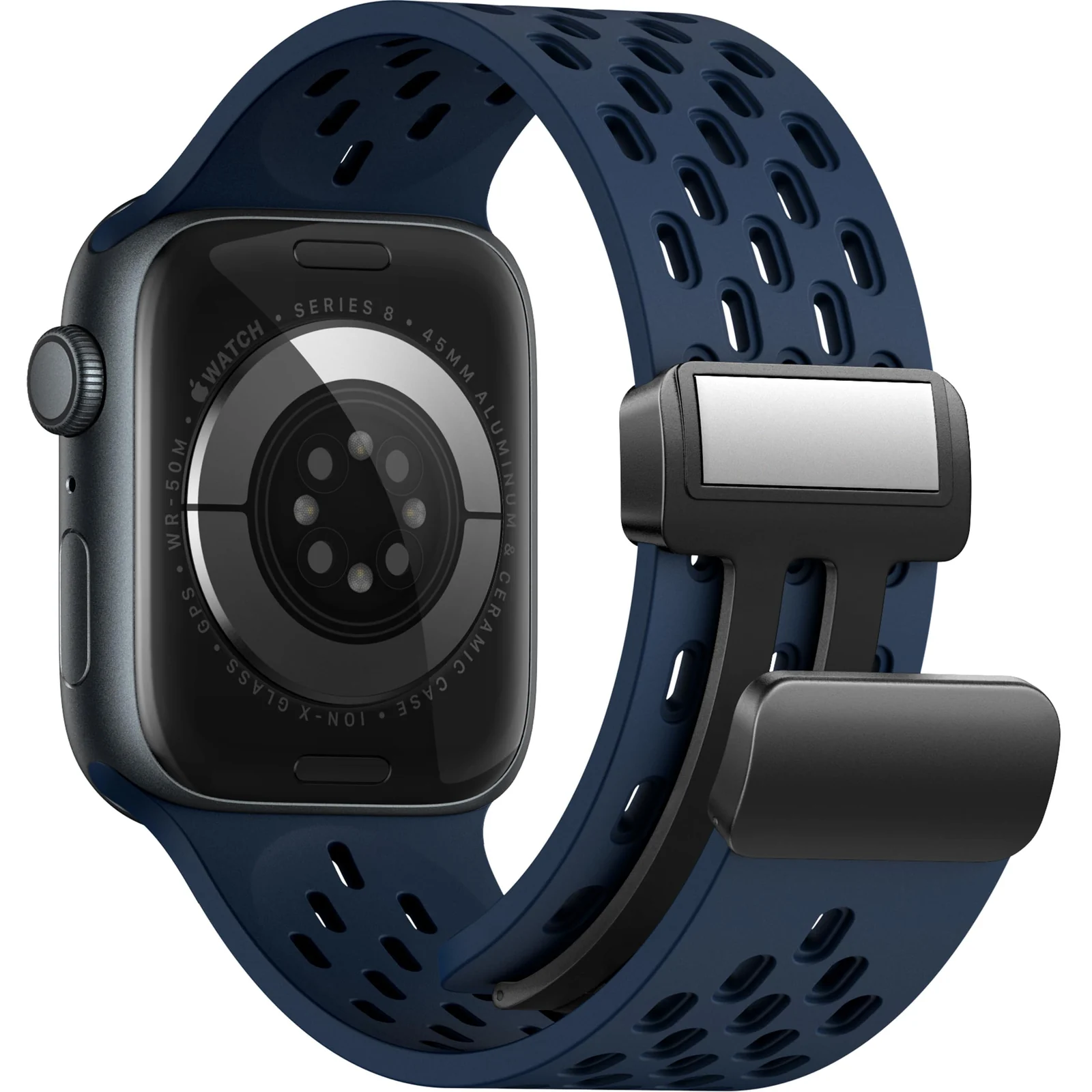 DL3 Mobilak Magnetic Bands for Apple Watch Band 49mm 46mm 45mm 44mm 42mm, Soft Silicone Magnetic Buckle Breathable Sport Watch Strap for iWatch Ultra2 Ultra SE SE2 Series 10 9 8 7 6 5 4 3 2 1 - Navy Blue
