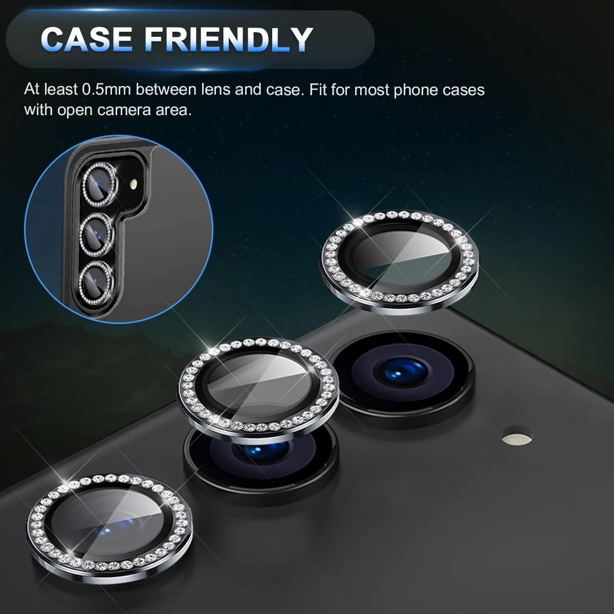 DL3 Mobilak Camera Lens Protector for Samsung Galaxy A16 5G/4G Accessories, 9H Tempered Glass Metal Individual Ring Camera Cover Screen Protector for Samsung A16, Case Friendly, Anti Scratch - Diamond Black