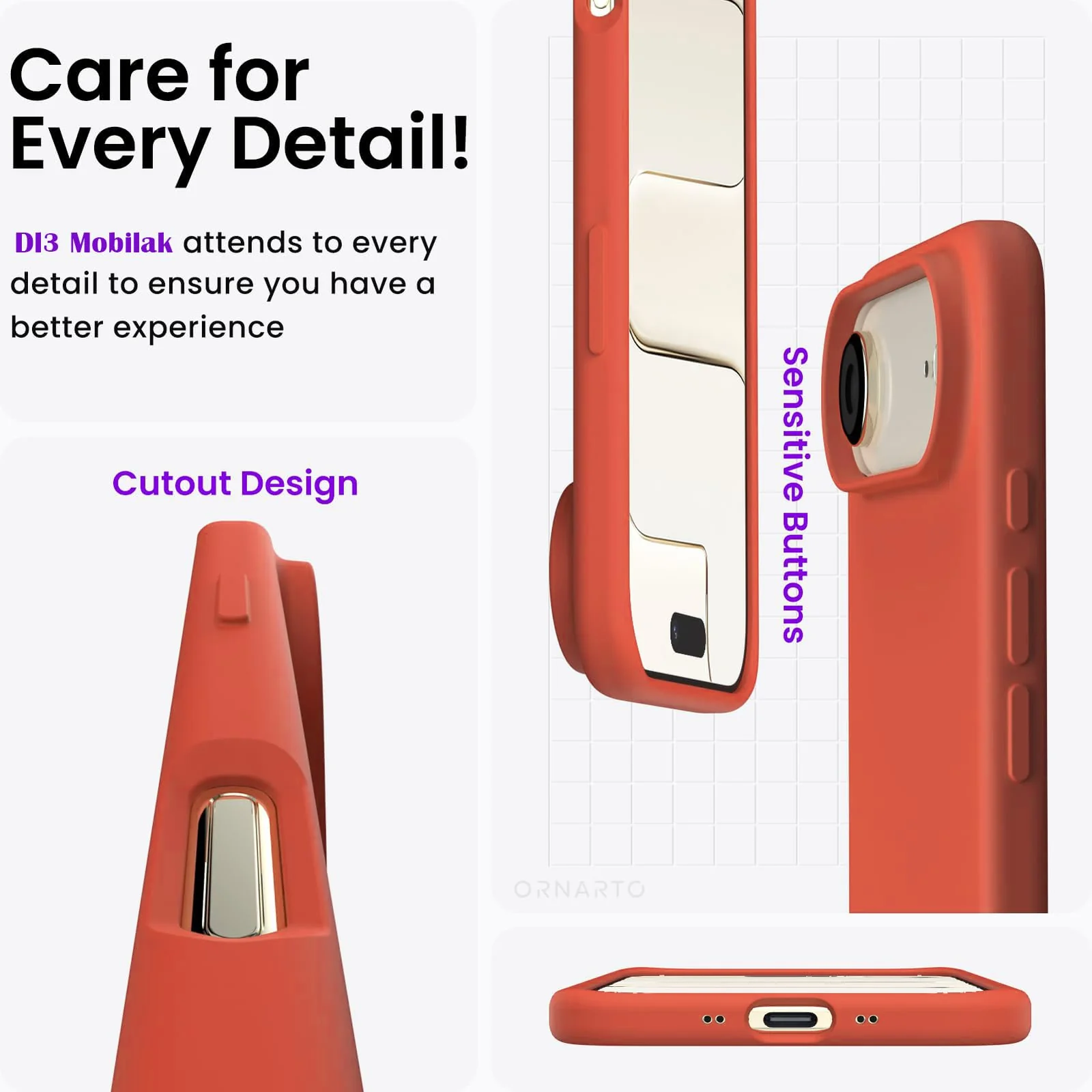 DL3 Mobilak Liquid Silicone Case for iPhone 17 Air 6.5-Inch, Supports wireless charging, Shock-absorbing protection, Scratch-resistant surface - Orange