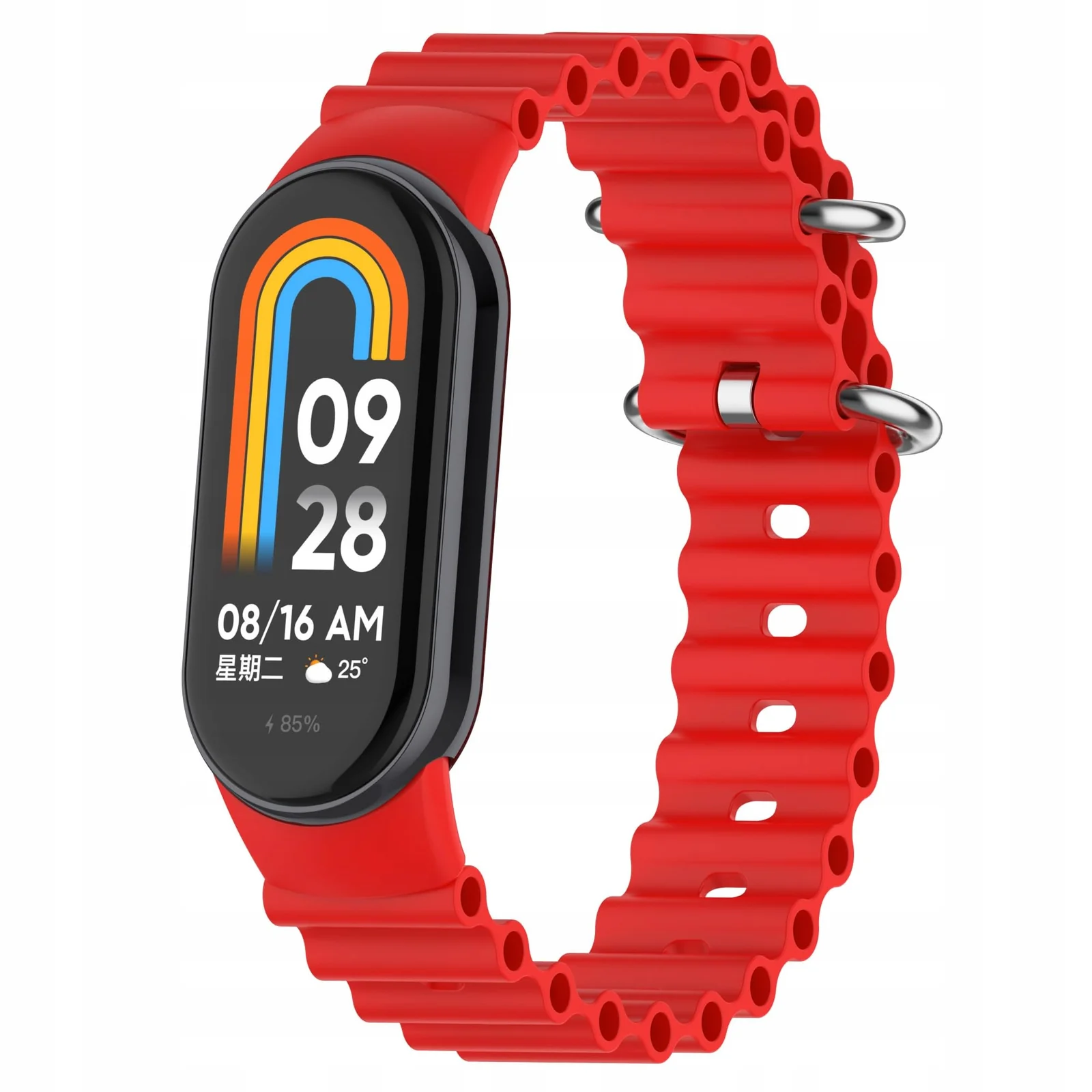 DL3 Mobilak Ocean Band for Xiaomi Mi Band 9 / Xiaomi Mi Band 8, Adjustable Silicone Stretchy Sport Strap Women Men Replacement Wristband For Xiaomi Smart Band 8 / Xiaomi Smart Band 9 - Red