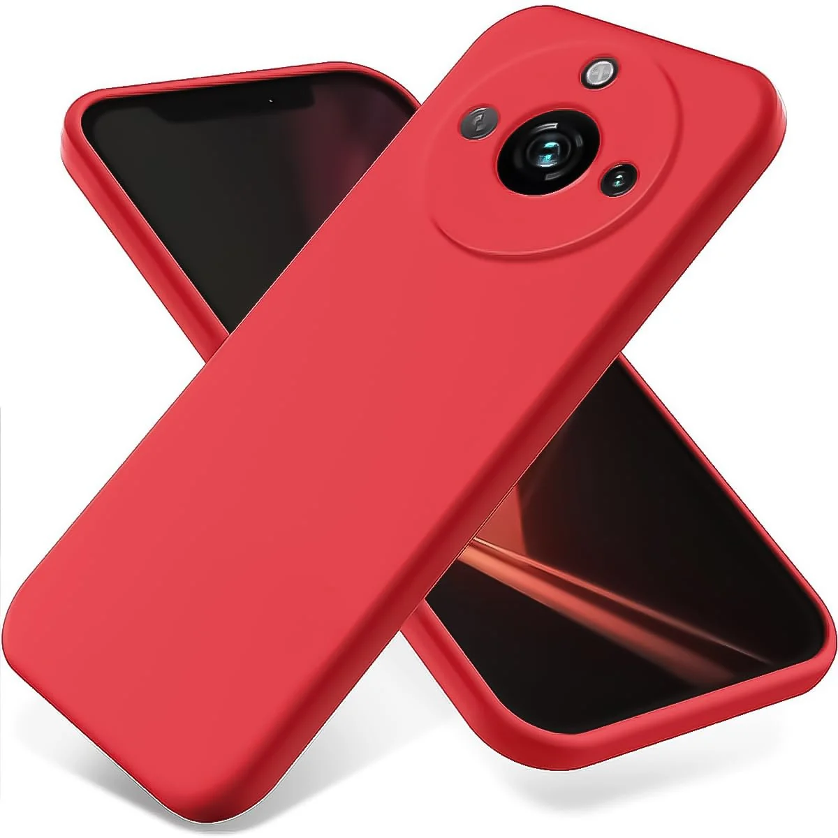 DL3 Mobilak Liquid Silicone Protective Case for realme 11 Pro / realme 11 Pro+ Plus 5G with Microfiber Lining and Shockproof Design - Red