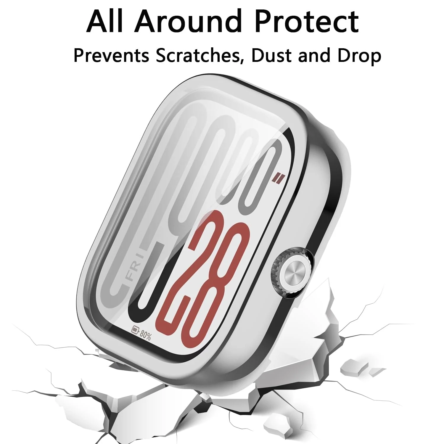 DL3 Mobilak Case Compatible with Xiaomi Redmi Watch 5 Case All-Around with Built-in Screen Protector Watch Soft TPU Shockproof Cover Slim Guard Thin Bumper Shell Protector For Redmi Watch5 - Silver