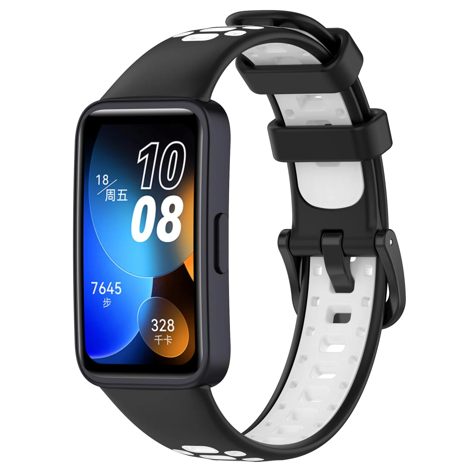 DL3 Mobilak Strap for HUAWEI Band 9 / HUAWEI Band 8 Replacement Band, Silicone Belt, Soft, Waterproof, Sweatproof, Easy to Put on and Take Off, HUAWEI Band 8/Band 9 Replacement Strap, Sport Band - Black & White