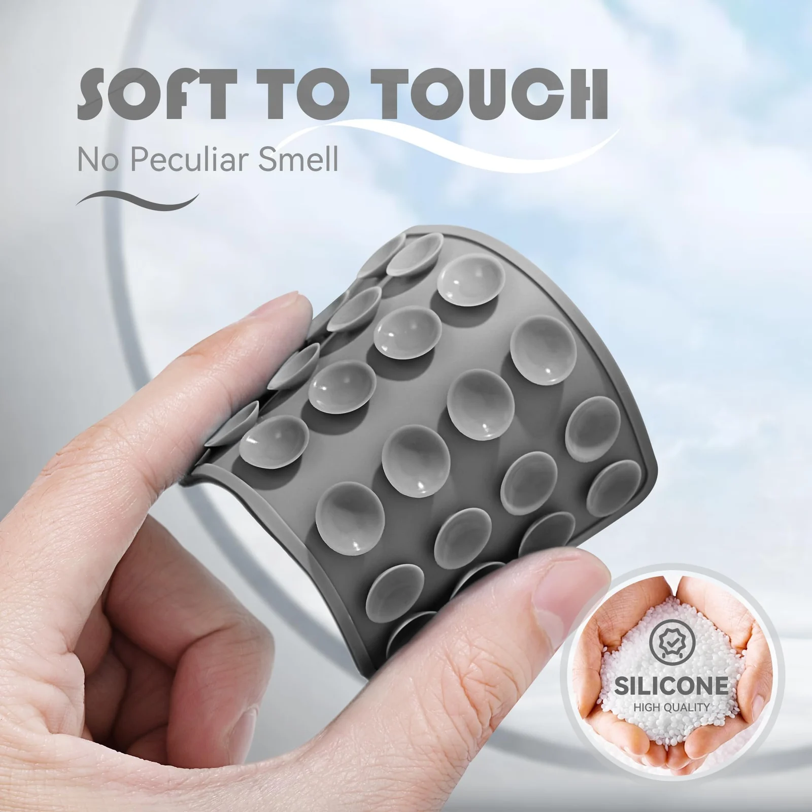 DL3 MOBILAK Silicone Suction Phone Case Mount, Sillicon Adhesive Phone Accessory for iPhone and Android, Hands-Free Fidget Toy Mirror Shower Phone Strong Grip Holder, Videos and Selfies - Gray