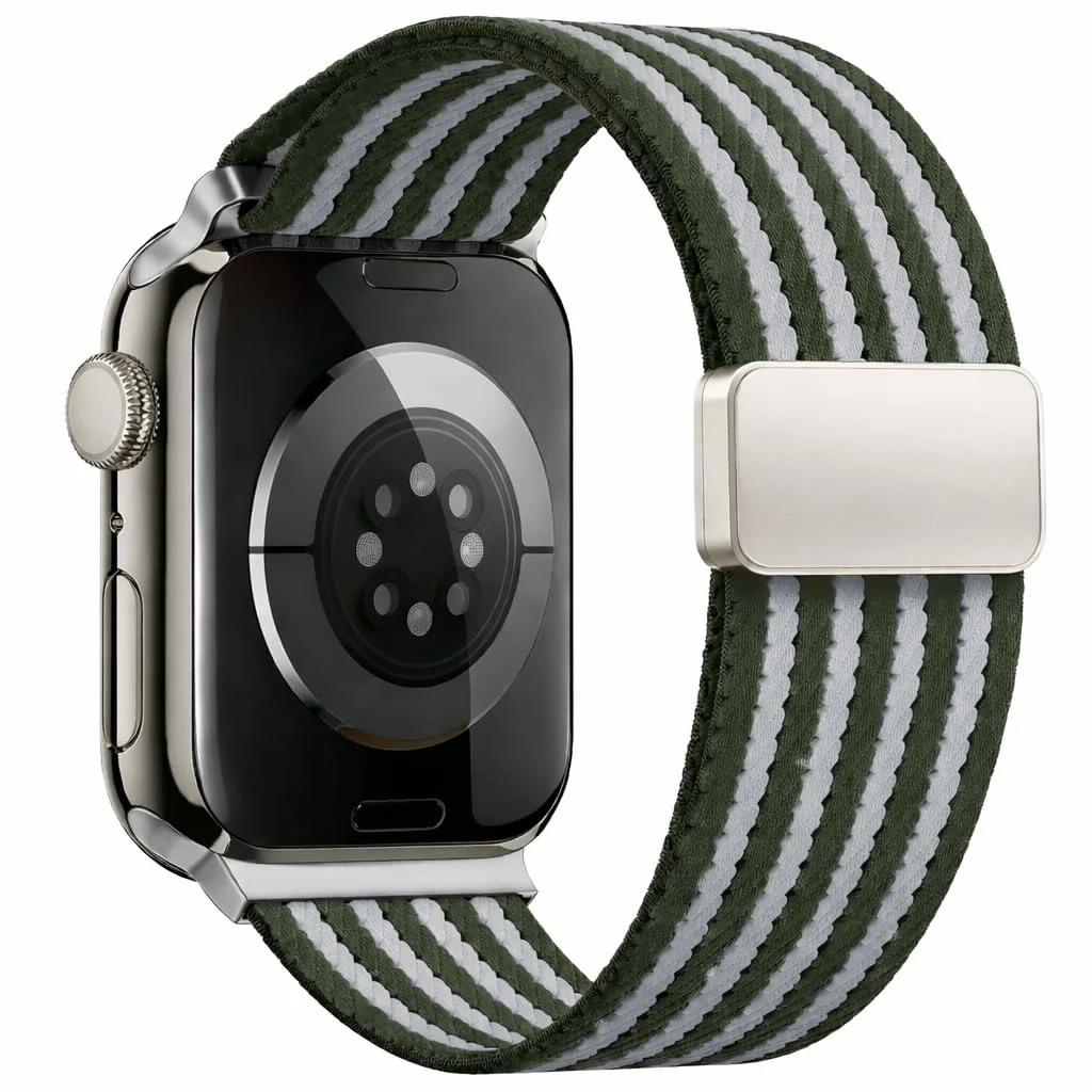 Dl3 Mobilak Sport Solo Loop For Apple Watch Band Ultra 49MM 46MM 45MM 44MM 42MM, Adjustable Magnetic Stretchy Nylon Braided Wristband for iWatch SE Series 11 10 9 8 7 6 5 4 3 2 1 (Blue)