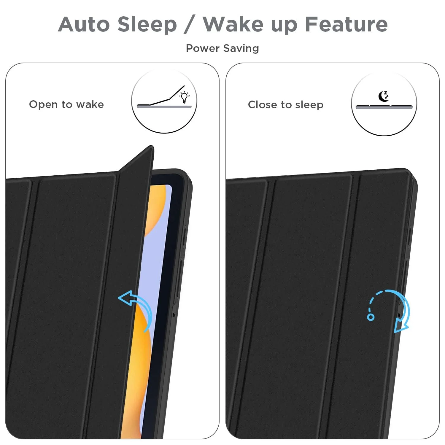 DL3 Mobilak Xiaomi Redmi Pad SE 8.7'' inch 2024 Tablet Case with Pen Holder, Soft TPU Back Trifold Stand Protective Smart Cover Flip, Auto Wake&Sleep - Black