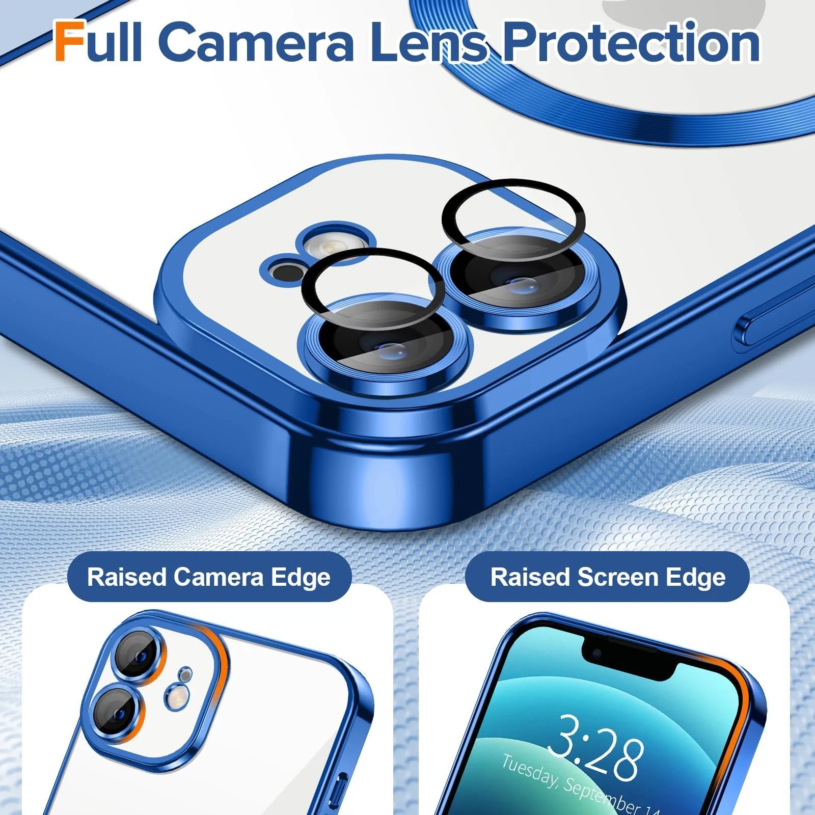DL3 Mobilak Clear TPU Case for iPhone 11 (6.1 Inch) Compatible with, Compatible with MagSafe accessories, Supports wireless charging, Camera protection - Blue