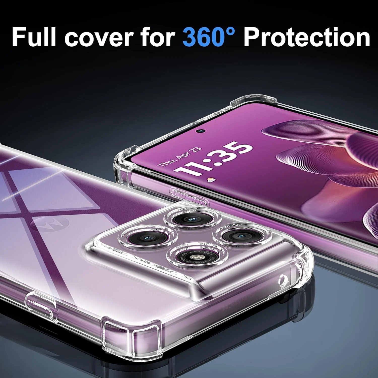 DL3 Mobilak Case Compatible with Motorola Edge 60 Pro, Cover Silicone TPU Gorilla Anti-shock Protector Camera Shockproof Corners - Clear