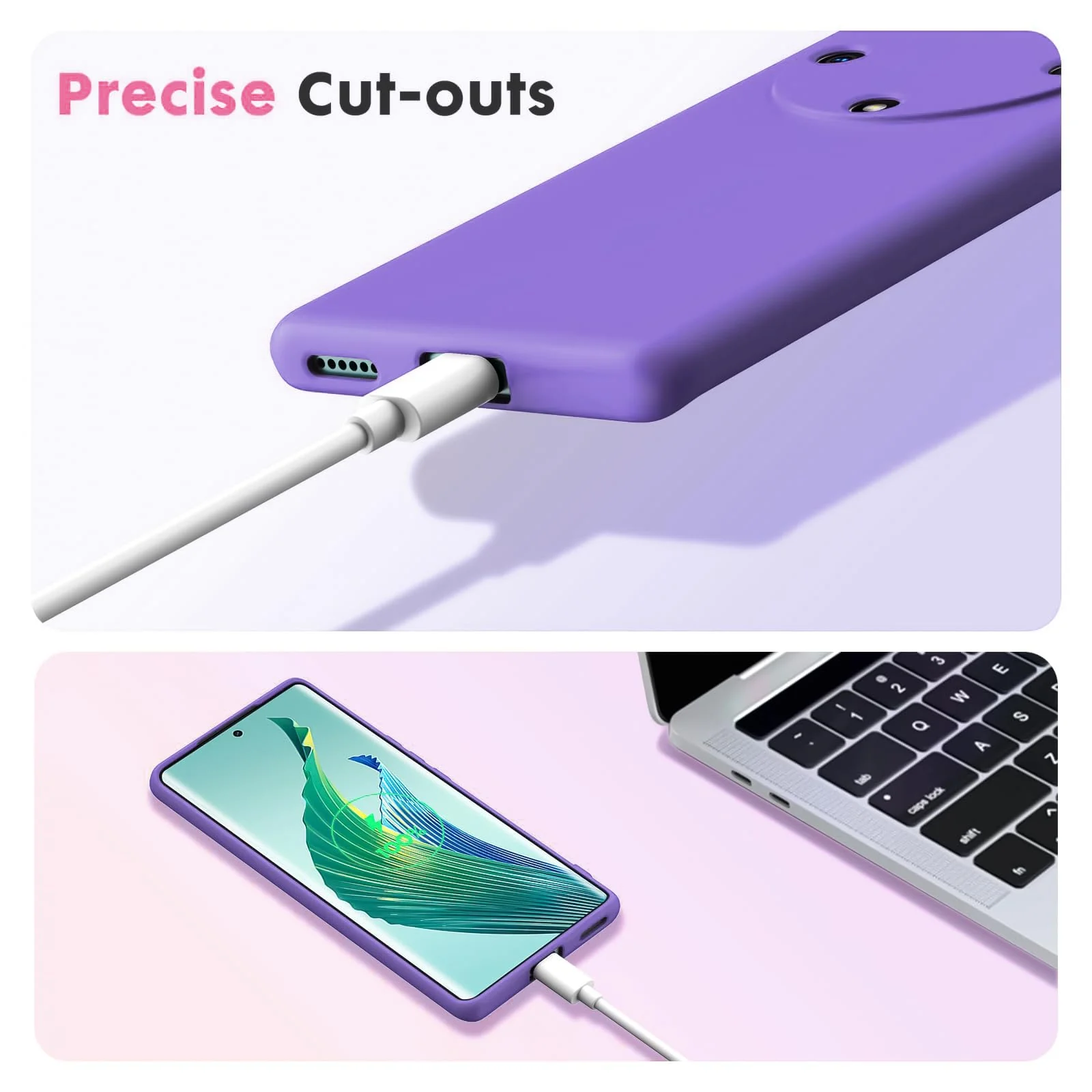 DL3 Mobilak Soft Silicone Protective Case for Honor X9a with Microfiber Lining and Shockproof Design - Light Purple