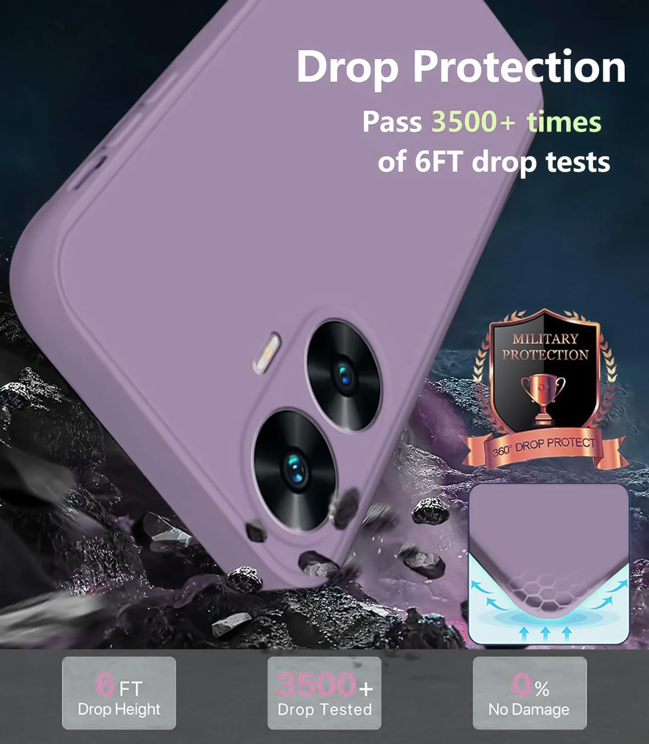 DL3 Mobilak Soft Silicone Protective Case for realme C55 / realme Narzo N55 with Microfiber Lining and Shockproof Design - Lavender