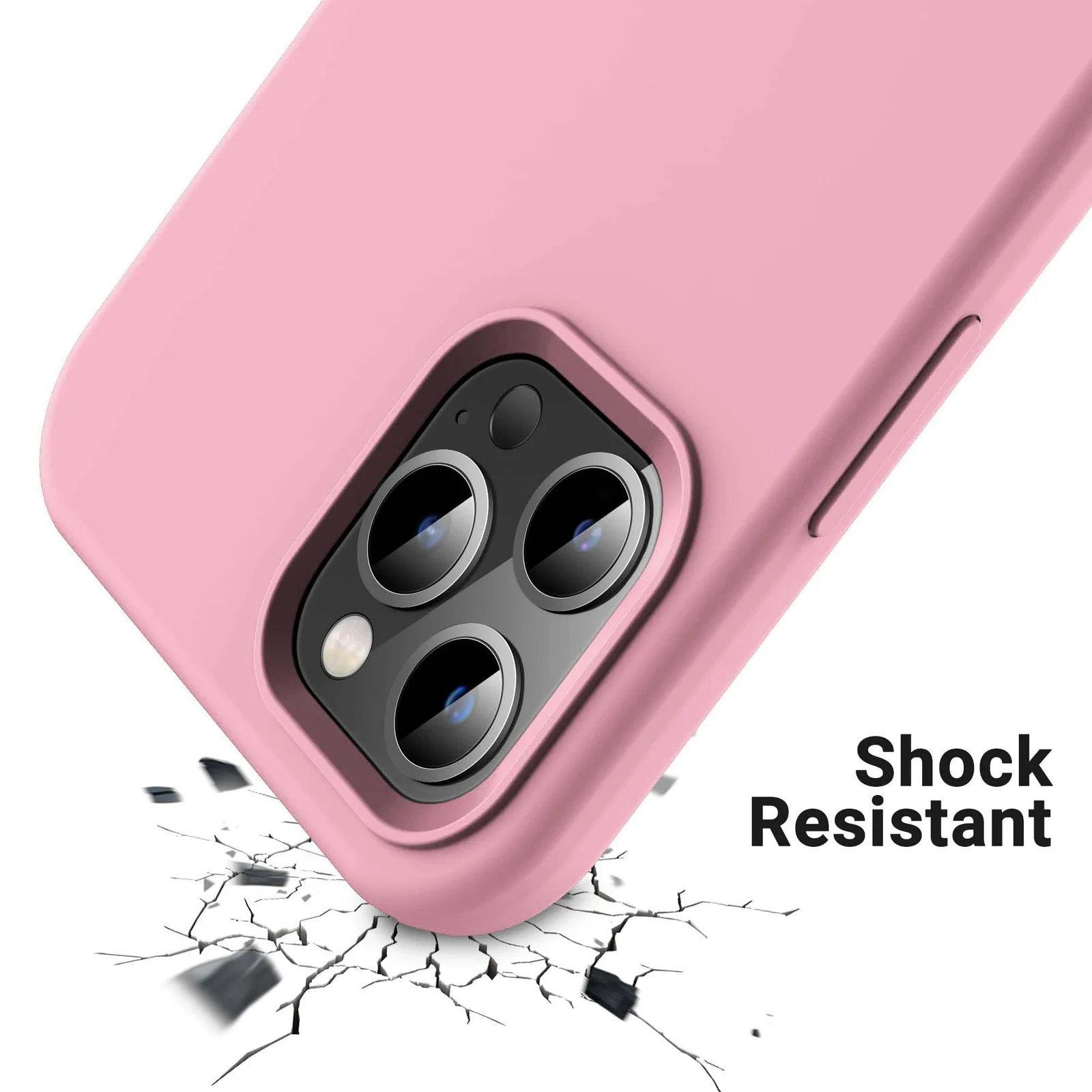 DL3 Mobilak Liquid Silicone Case for iPhone 14 Pro Max (6.7 Inch), Shock-absorbing protection, Scratch-resistant surface, Soft microfiber lining - Pink