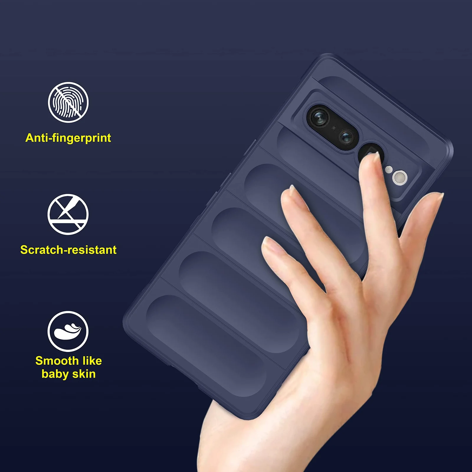DL3 Mobilak Silicone Case for Google Pixel 7 Pro Heavy Duty Protective [Slim Fit] Shockproof Soft Flexible Protective Design Shock-Absorption TPU Cover With Camera Protection - Blue
