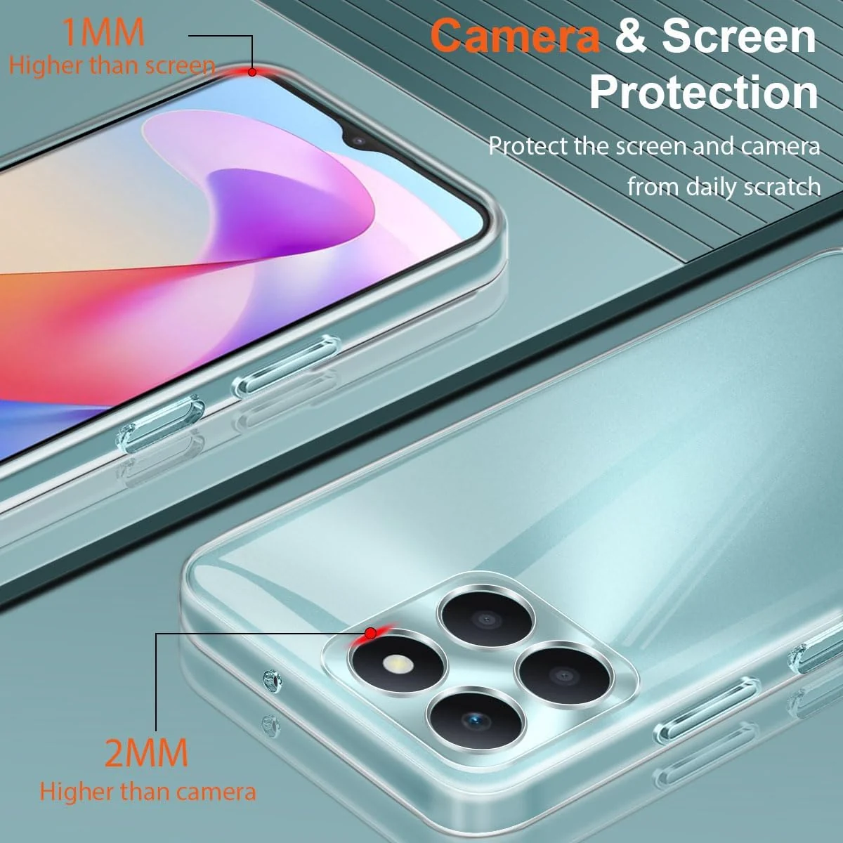 DL3 Mobilak Case Compatible with Honor X6A Case Crystal Soft TPU Gel Case Flexible Silicone Anti-Scratch Camera Protection TPU Cover - Clear