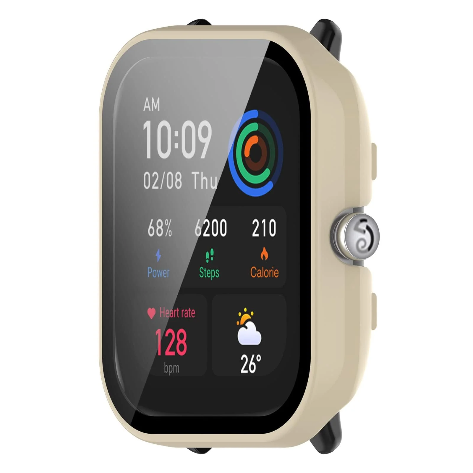 DL3 Mobilak Protective Case Compatible with Amazfit GTS 2 Mini 9H Hardness PC Case Bumper Full Slim Protective Cover with Tempered Glass For Amazfit GTS2 Mini - Ivory White