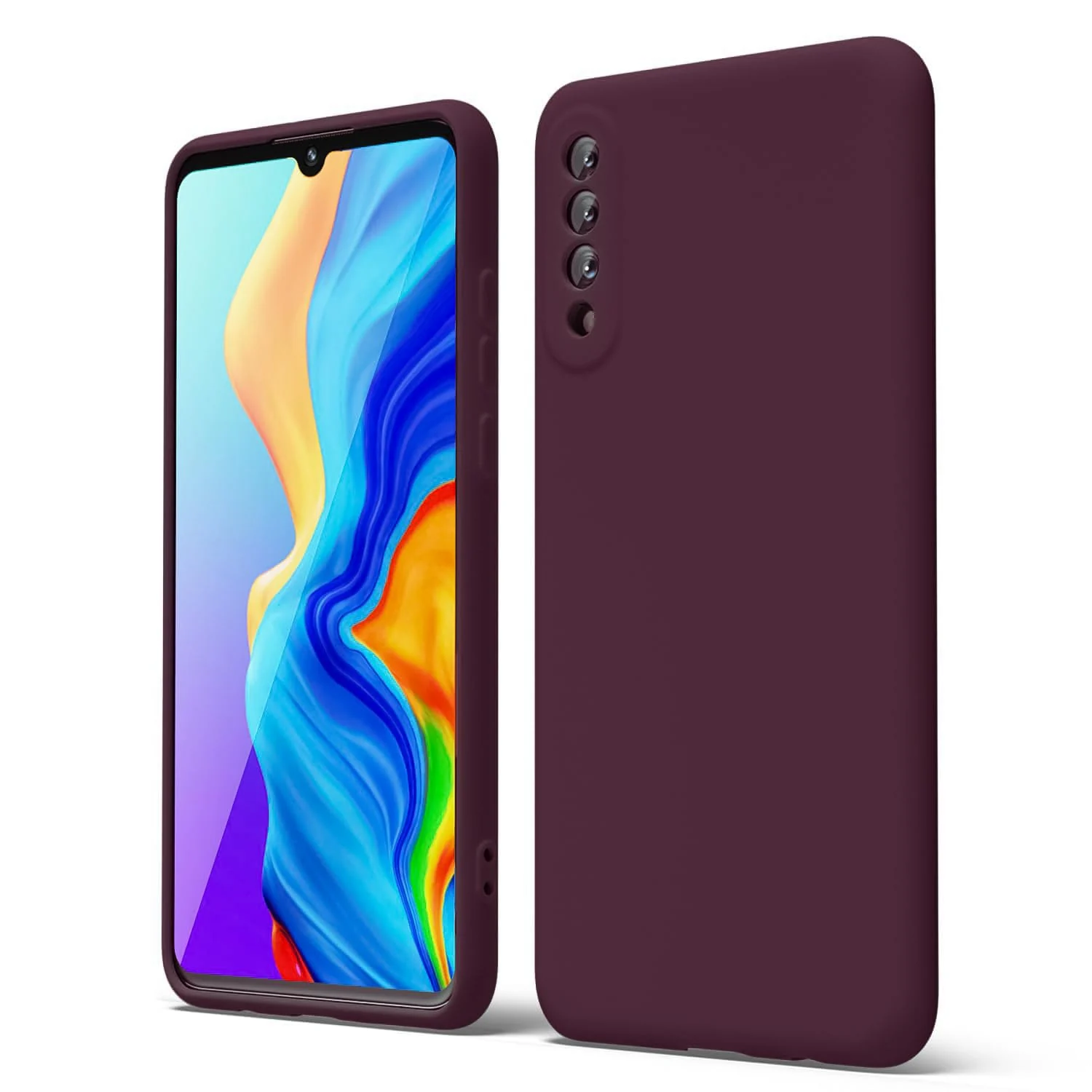 DL3 Mobilak Liquid Silicone Case for Xiaomi Mi 9 Lite, Shock-absorbing protection, Scratch-resistant surface, Soft microfiber lining - Wine Red