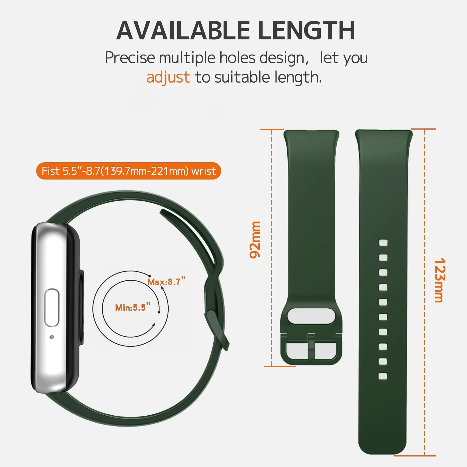 DL3 MOBILAK Silicone Bracelet for Samsung Galaxy Fit 3 Strap, Soft Silicone Sport Replacement Strap For Women/Men, Adjustable Waterproof Sports Band - Green