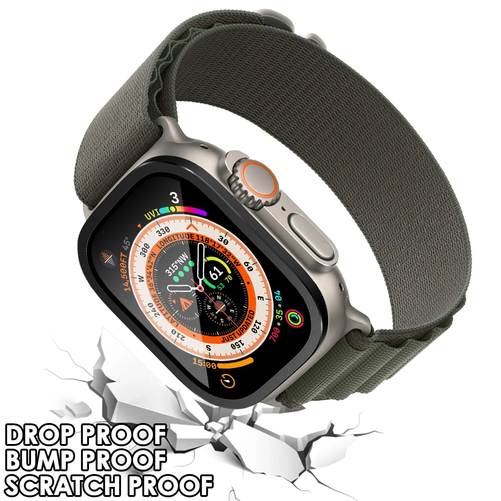 DL3 Mobilak Compatible for Apple Watch Ultra 2/Ultra 49mm Screen Protector 49mm, Titanium Alloy Frame Built-in 9H Tempered Glass Film, Lightweight Metal Case for iWatch 49mm - Black