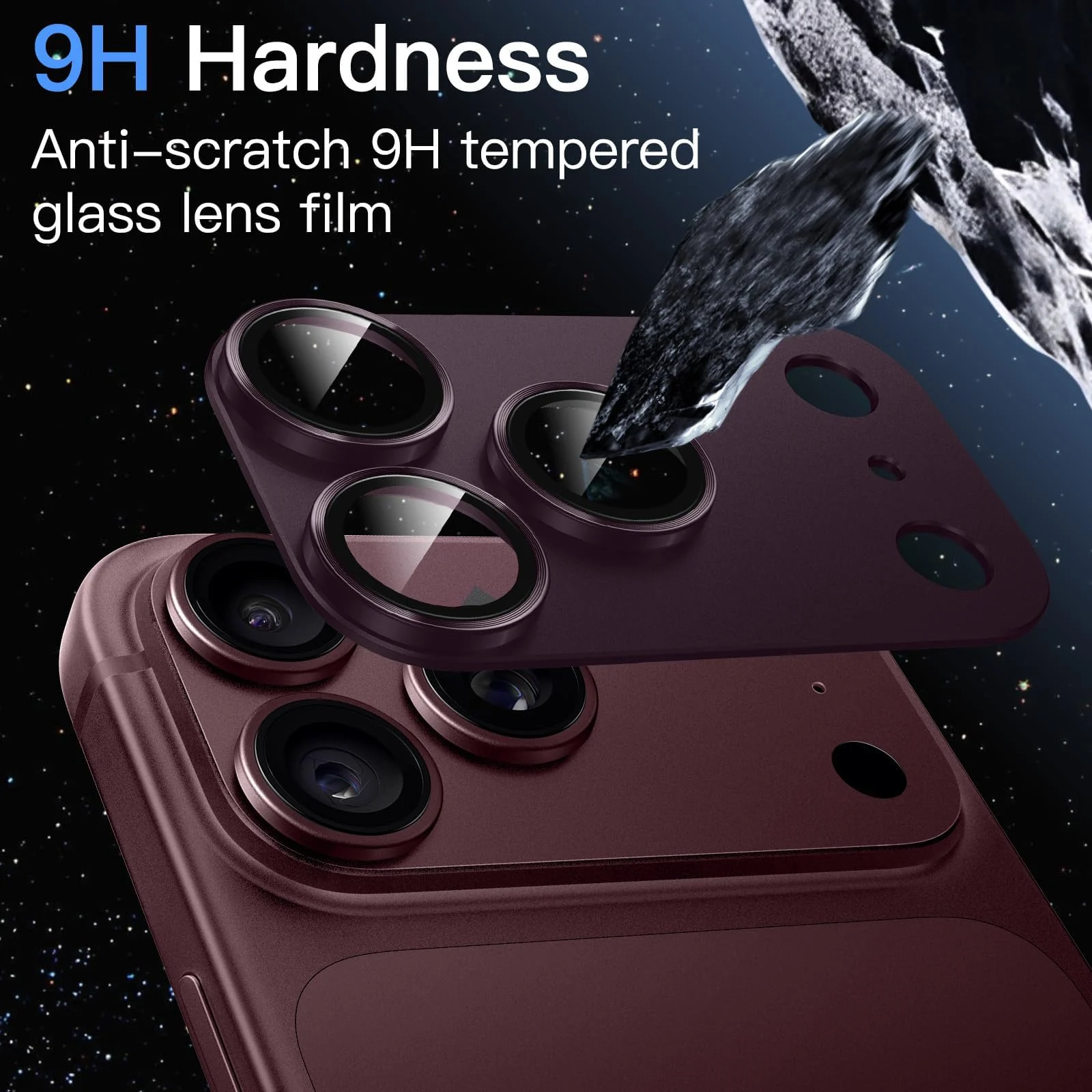 DL3 MOBILAK Full Camera Lens Protector for Apple iPhone 18 Pro Max - Dark Cherry