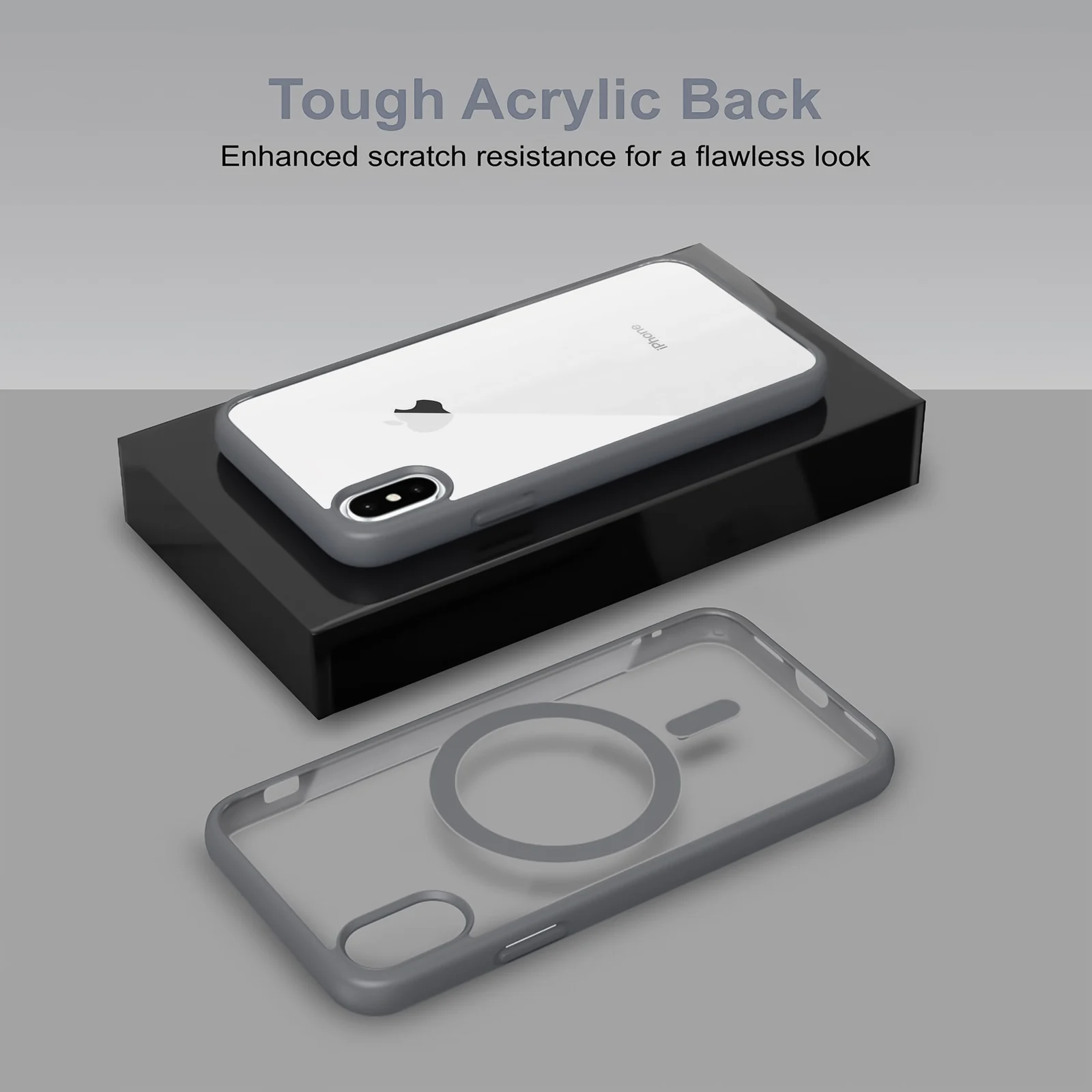 DL3 Mobilak Clear PC and TPU Protective Case for iPhone XS Max with Shockproof Design and Anti-Yellowing Design - Dark Gray