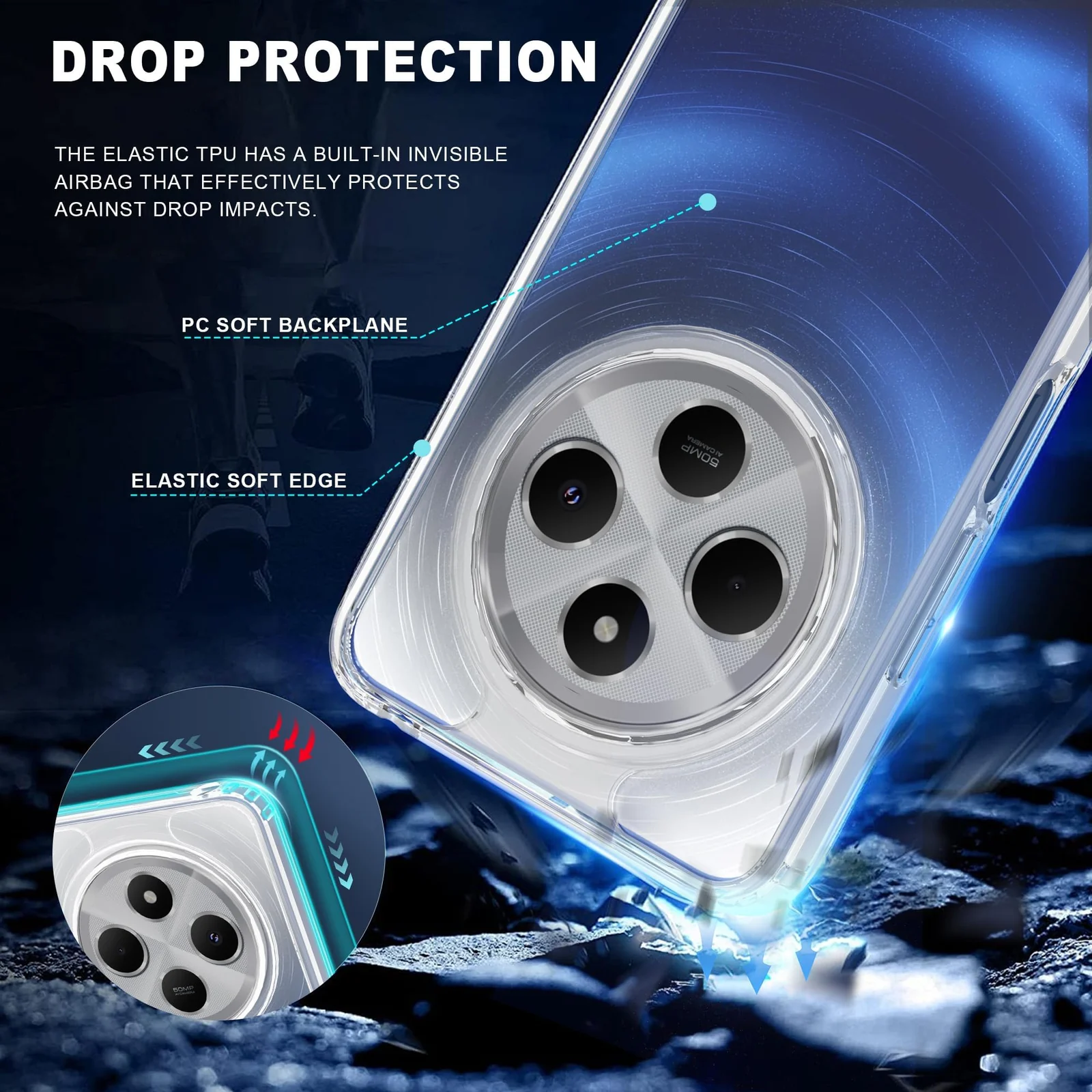 DL3 Mobilak Case Compatible with Xiaomi Redmi 14C 4G/Poco C75, Case Crystal Soft TPU Gel Case Flexible Silicone Anti-Scratch TPU Cover - Clear