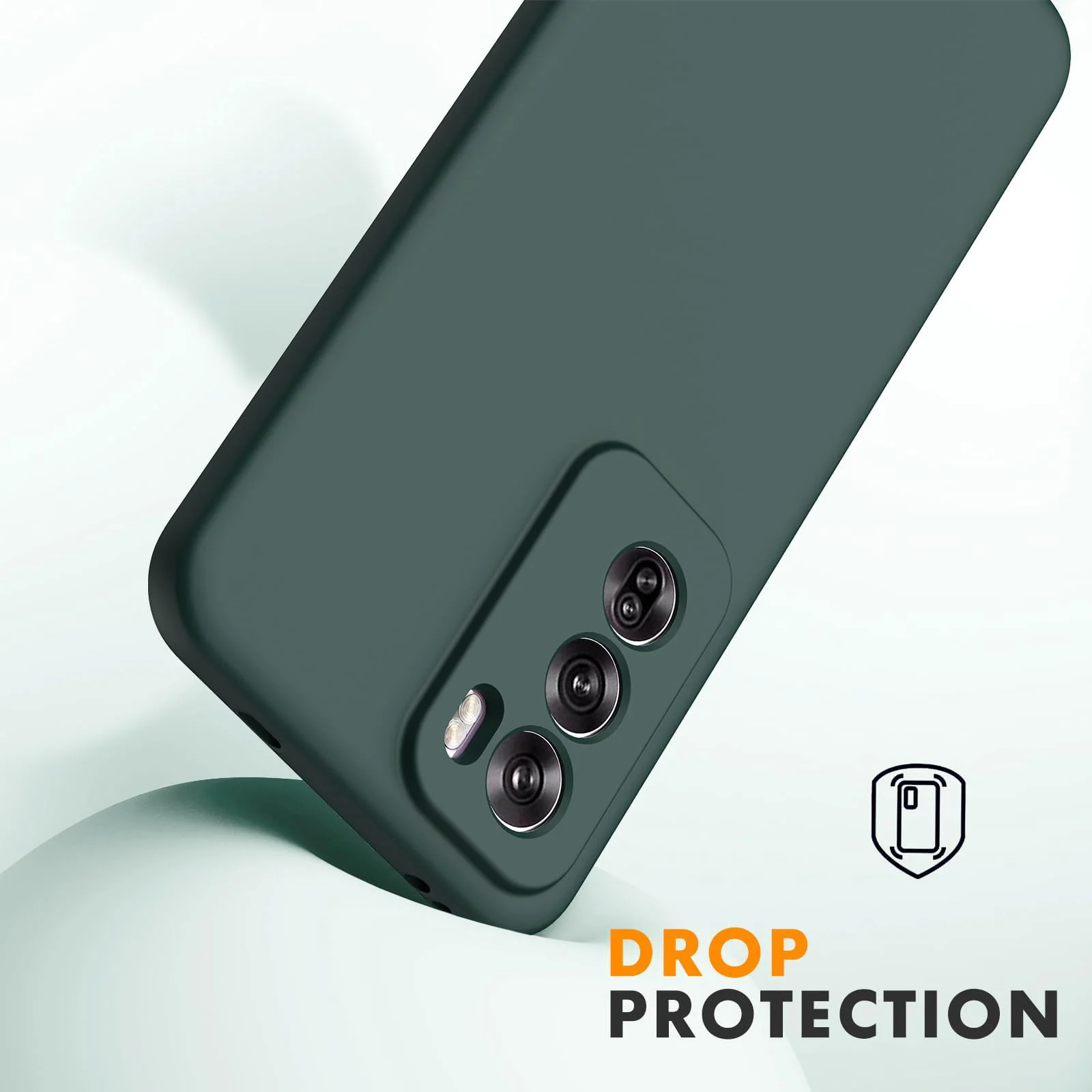 DL3 Mobilak Liquid Silicone Protective Case for OPPO Reno 12 5G with Camera Protection and Microfiber Lining - Green