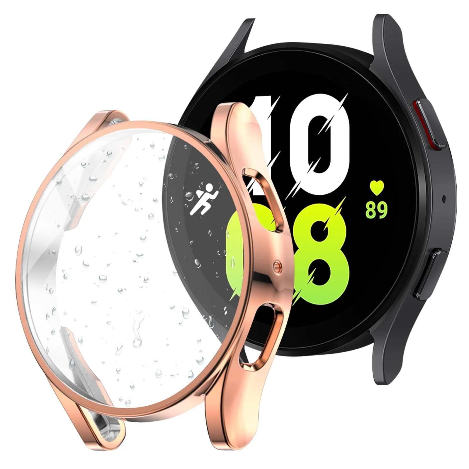 DL3 Mobilak Case Compatible with Samsung Galaxy Watch 4 44mm 2021 & Watch 5 44mm 2022 Case All-Around Screen Protector Watch Soft TPU Shockproof Cover Slim Guard Thin Bumper Protector - Rose Gold