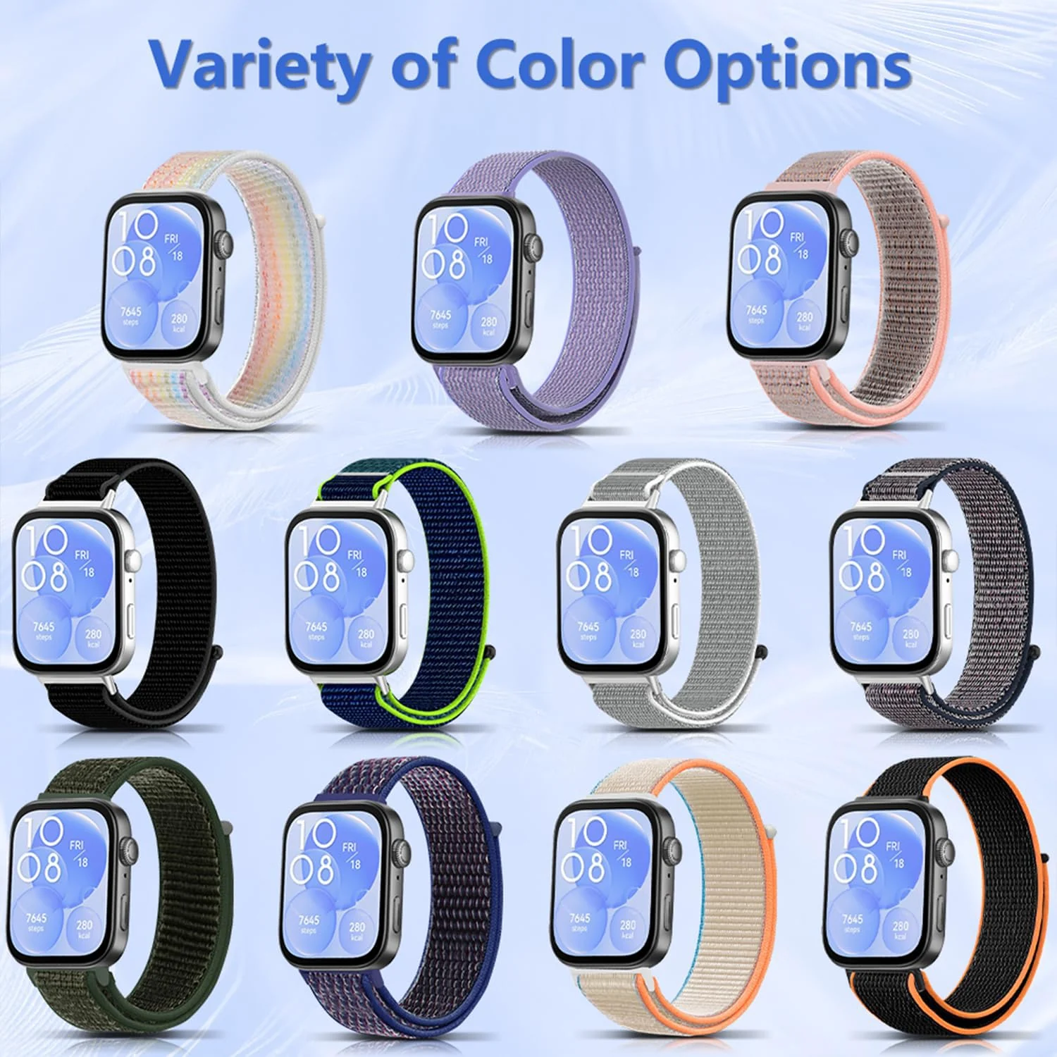 DL3 MOBILAK Elastic Nylon Watch Strap for Huawei Watch Fit 3 / Fit 4 / Fit 4 Pro / Fit 5 / Fit 5 Pro, Milk White