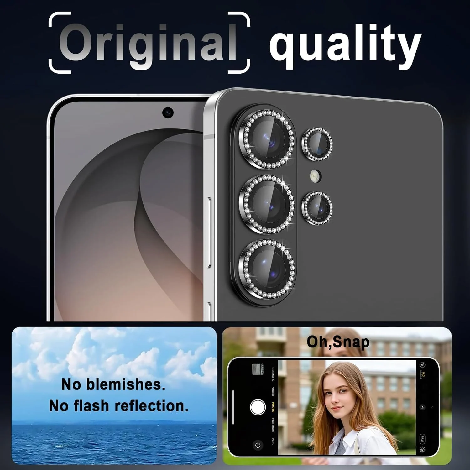 DL3 Mobilak Camera Lens Protector for Samsung Galaxy S26 Ultra Accessories, 9H Tempered Glass Metal Individual Ring Camera Cover Screen Protector, Case Friendly, Anti Scratch - Diamond Black