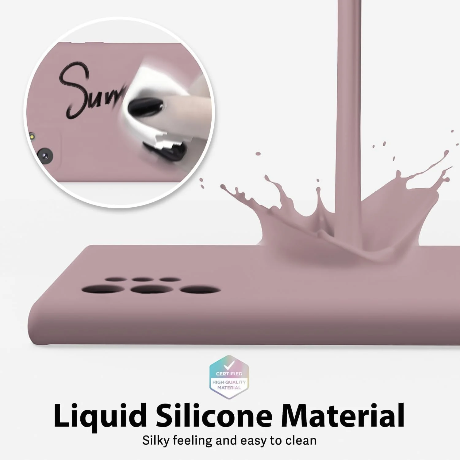 DL3 Mobilak Liquid Silicone Protective Case for Samsung Galaxy Note10 Plus with Microfiber Lining and Shockproof Design - Cashmere