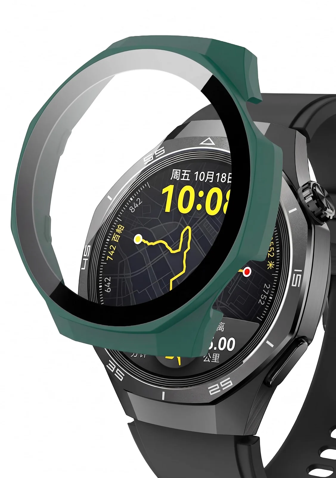 DL3 MOBILAK Full-Coverage Watch Case with Tempered Glass for Huawei Watch GT 5 Pro 46 mm, Green