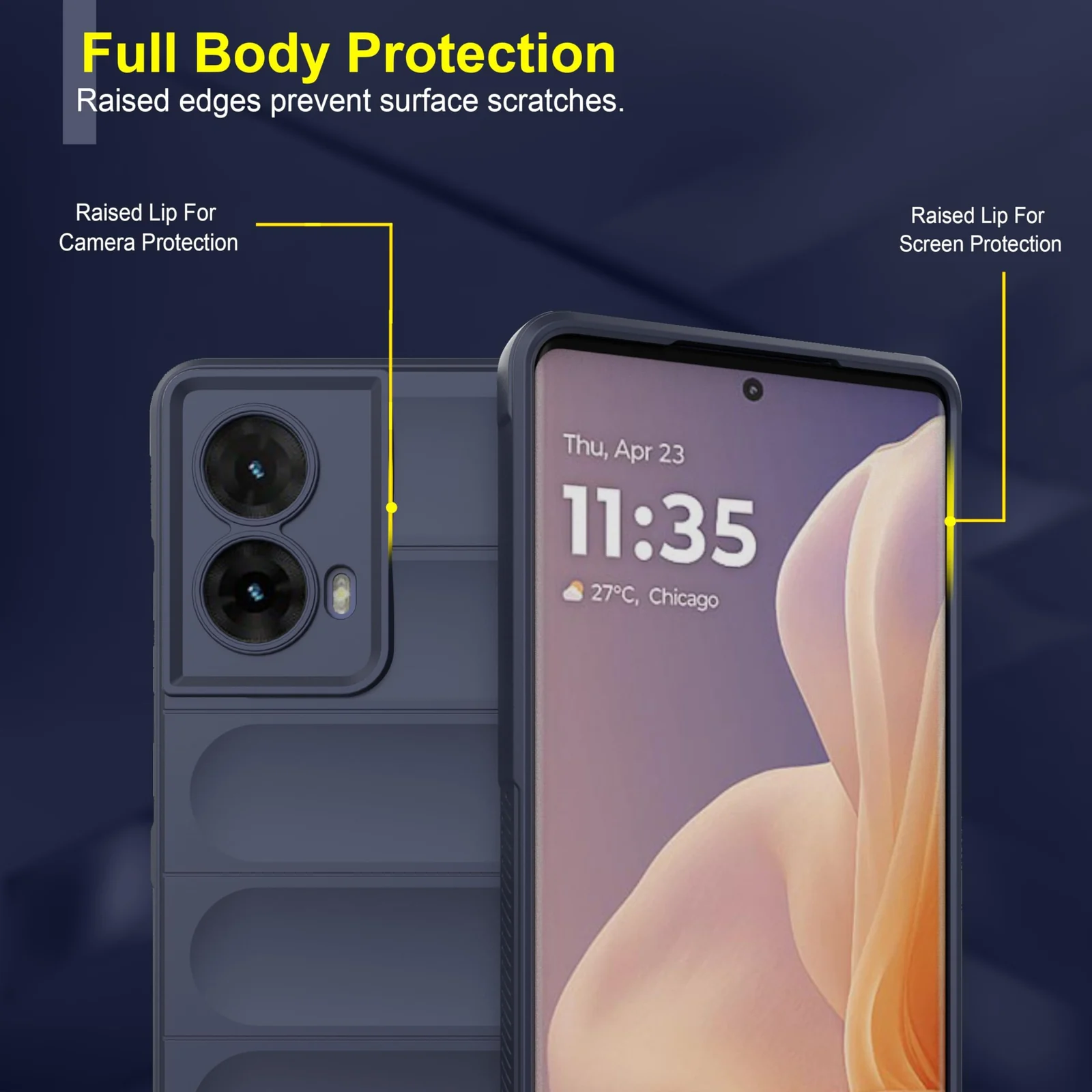 DL3 Mobilak Silicone Case for Motorola Moto G85 5G / Motorola Edge 50 Fusion Heavy Duty Protective [Slim Fit] Shockproof Soft Protective Shock-Absorption TPU Cover With Camera Protection - Blue